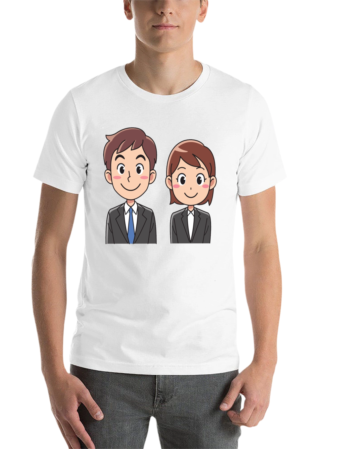 Black Cartoon Business Duo Black T-Shirt view 14