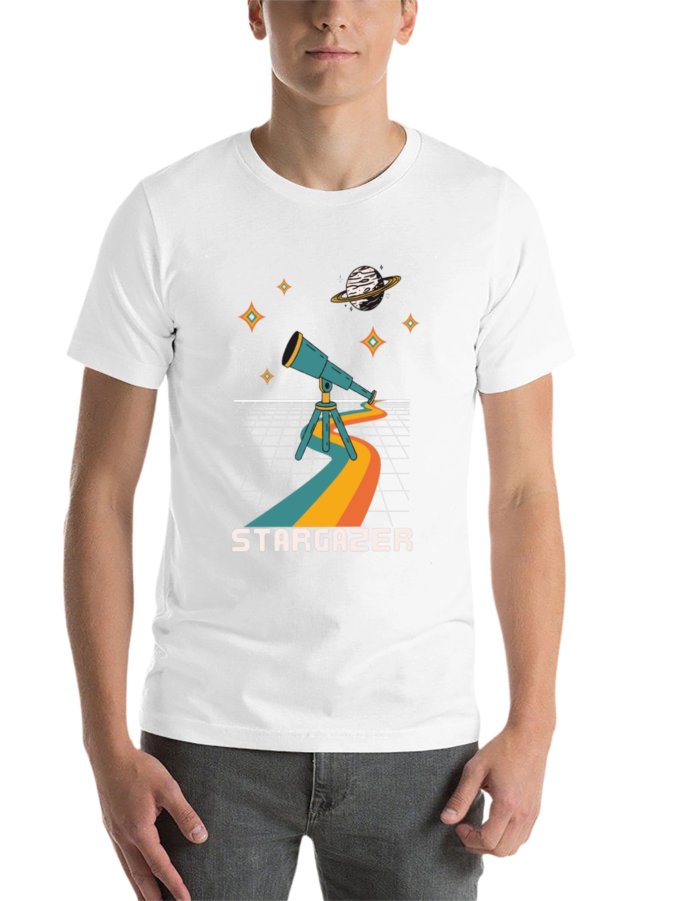 Black Stargazer Graphic Tee - Cosmic Telescope Design view 14