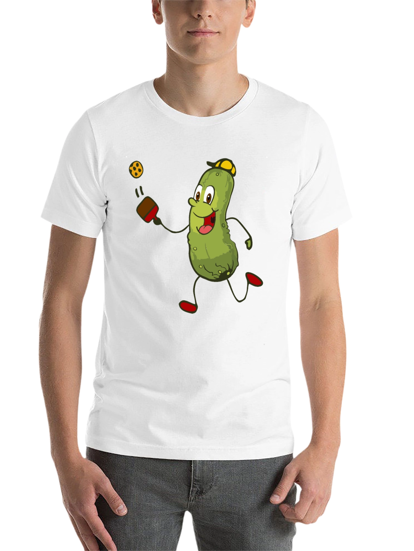 Black Pickleball Pickle T-Shirt - Funny Cartoon Player Tee view 14