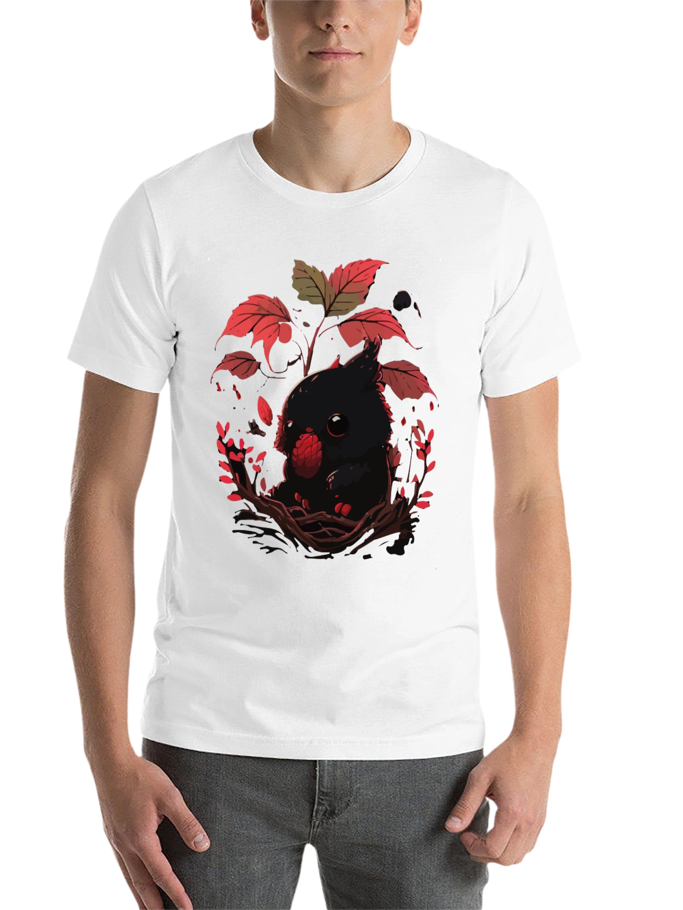 Black Cute Raven T-Shirt - Dark Academia Style view 14