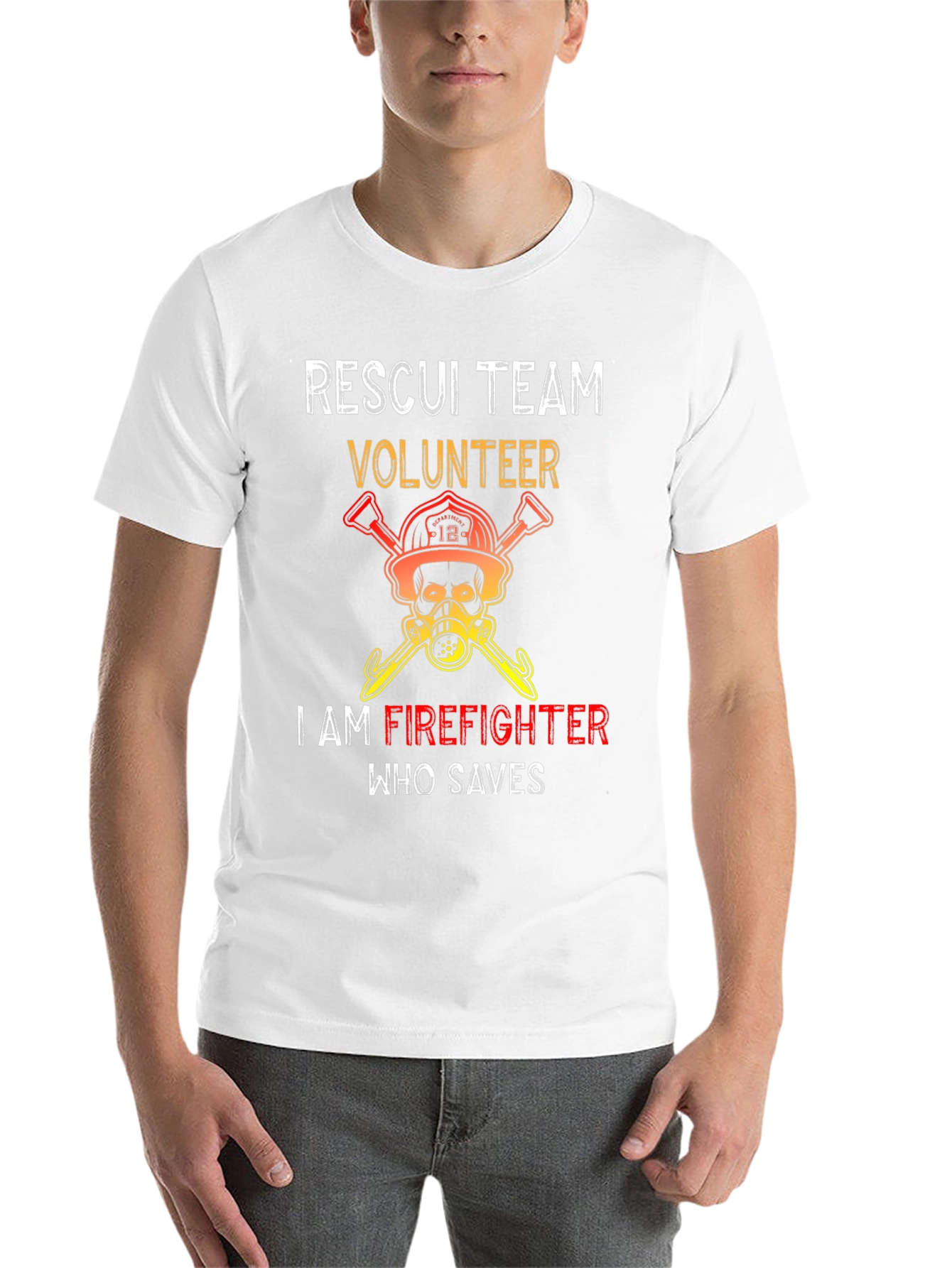 Black Rescue Team Volunteer Firefighter Graphic Tee view 14
