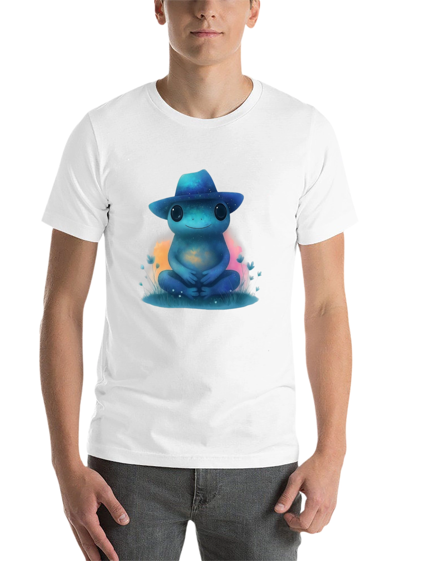 Black Cosmic Frog T-Shirt - Galaxy Hat Design view 14