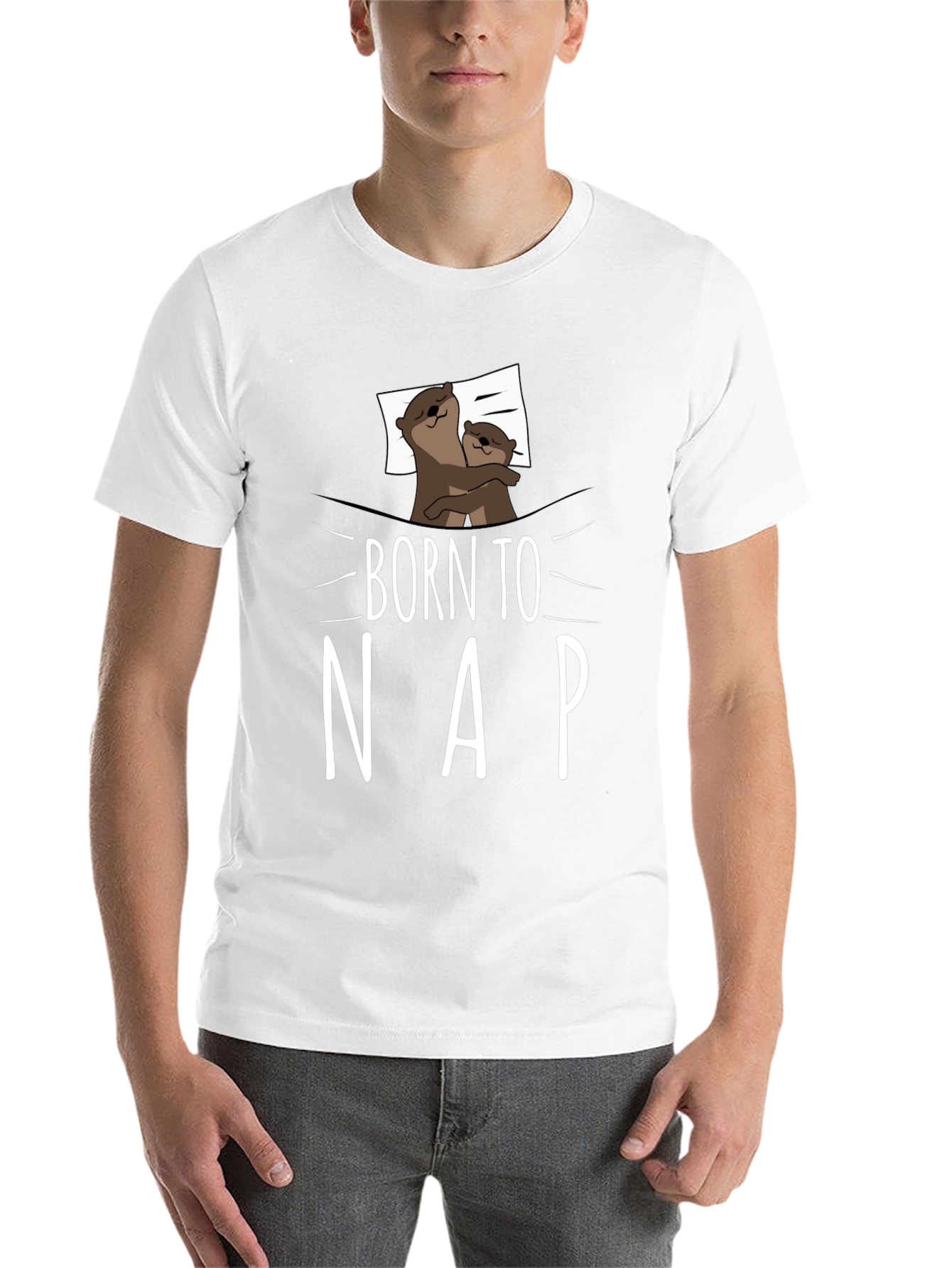 Black Born to Nap Otter Graphic Tee - Comfort Black T-Shirt view 14