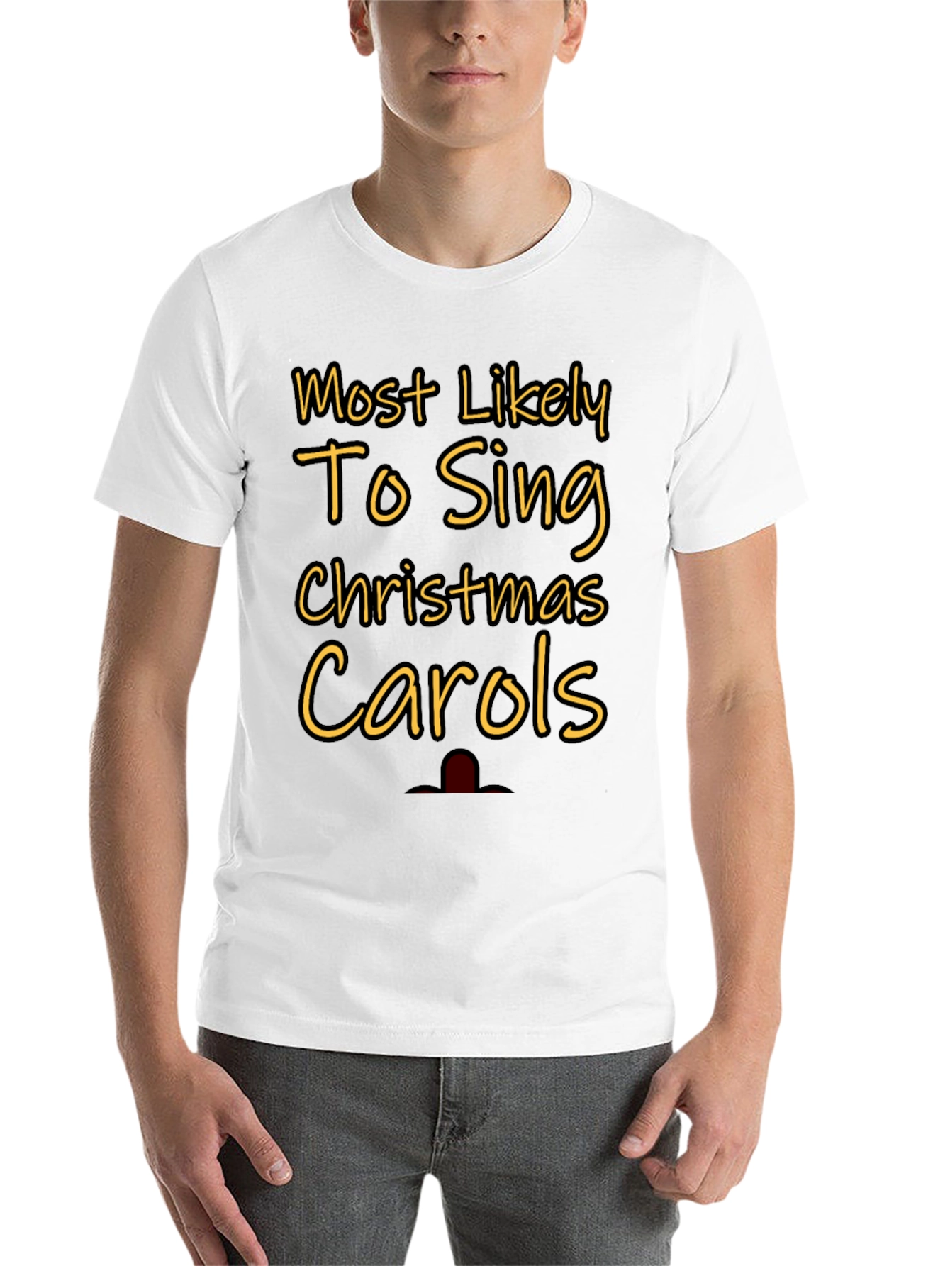 Black Most Likely To Sing Christmas Carols Graphic Tee view 14