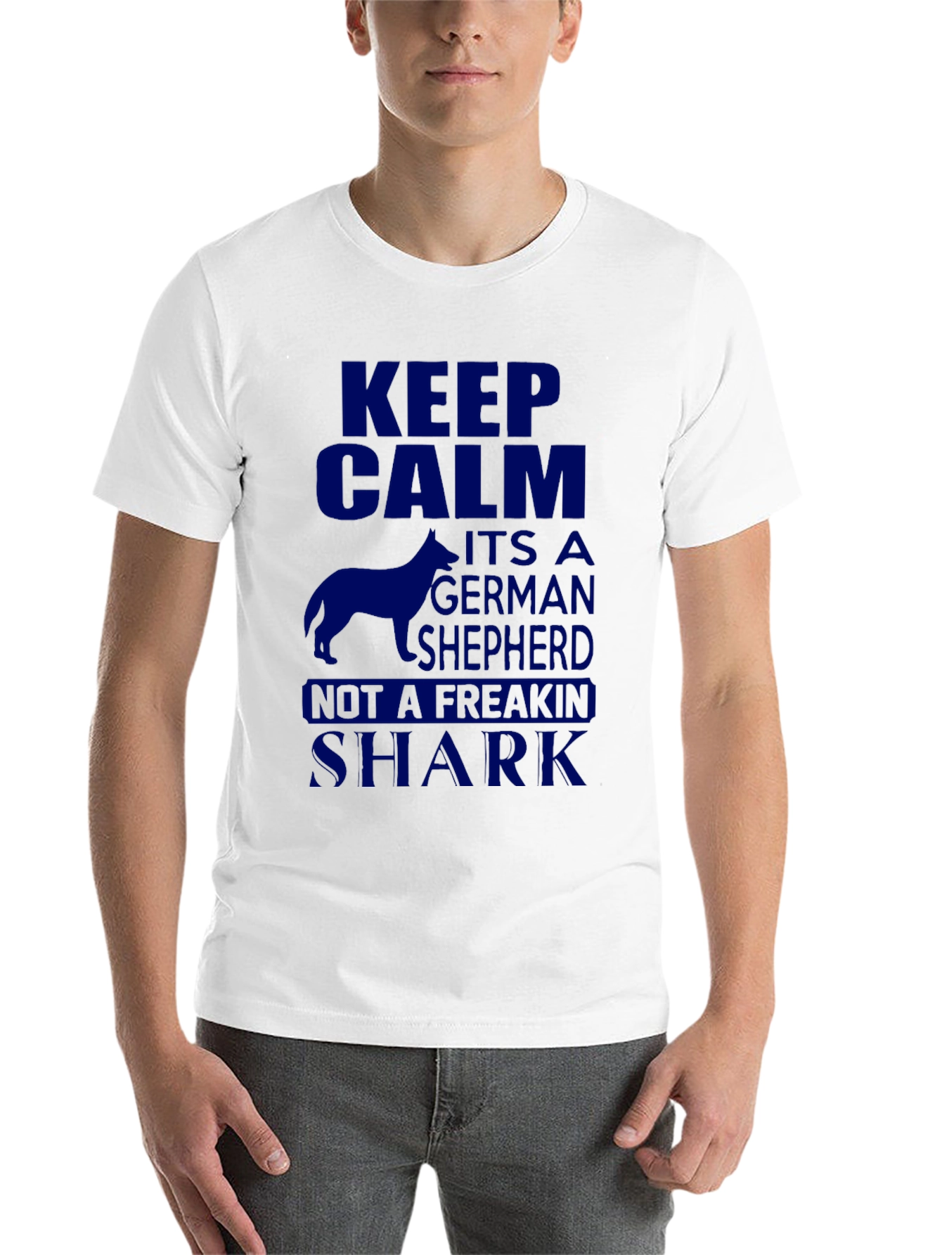 Black Keep Calm German Shepherd Novelty T-Shirt view 14