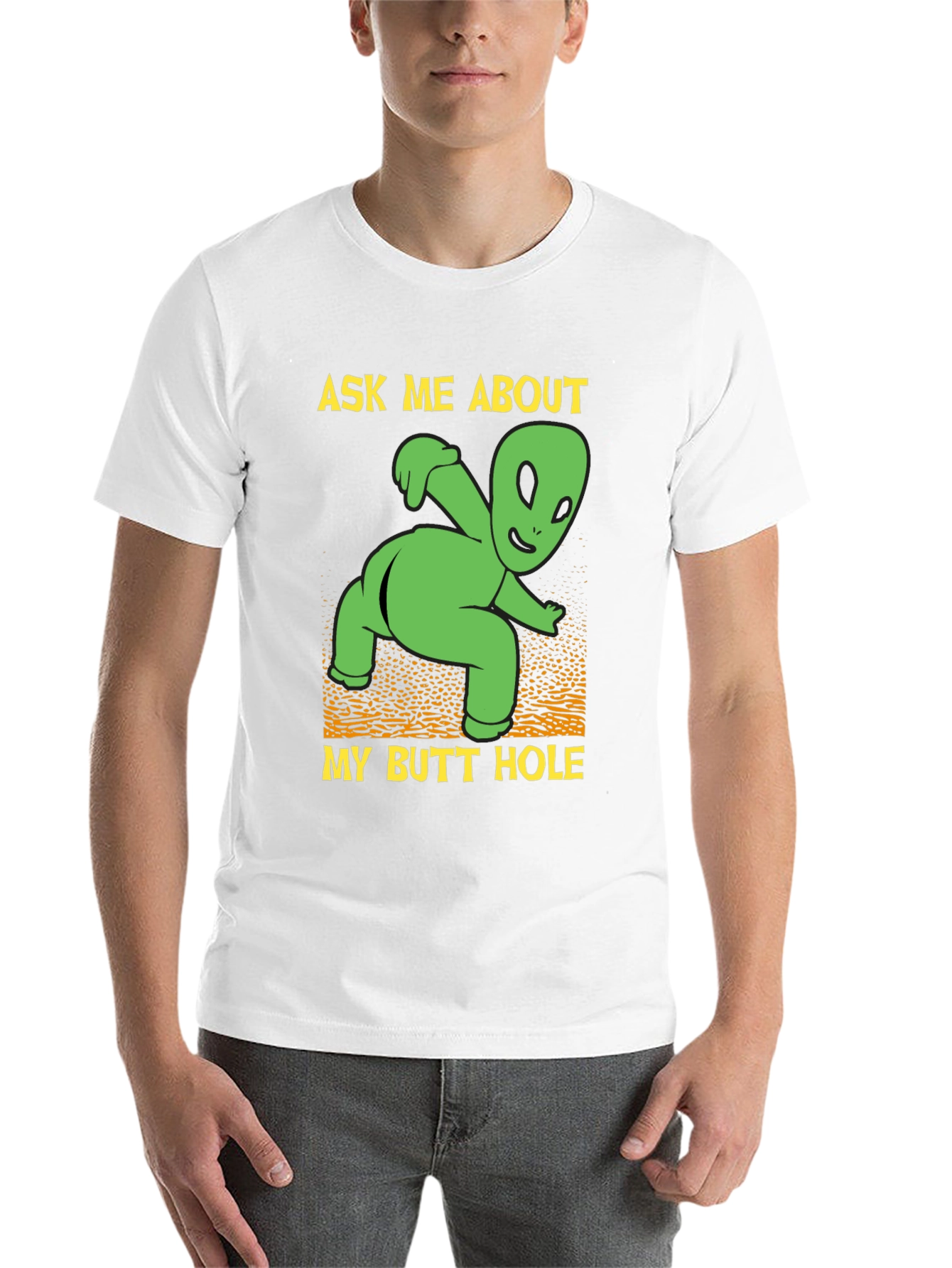 Black Ask Me About My Butt Hole Alien Graphic T-Shirt view 14