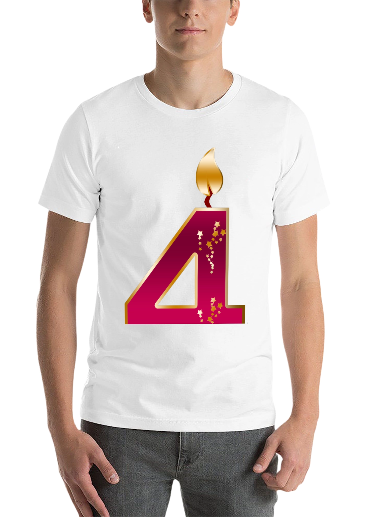 Birthday Number 4 Candle T-Shirt - 14
