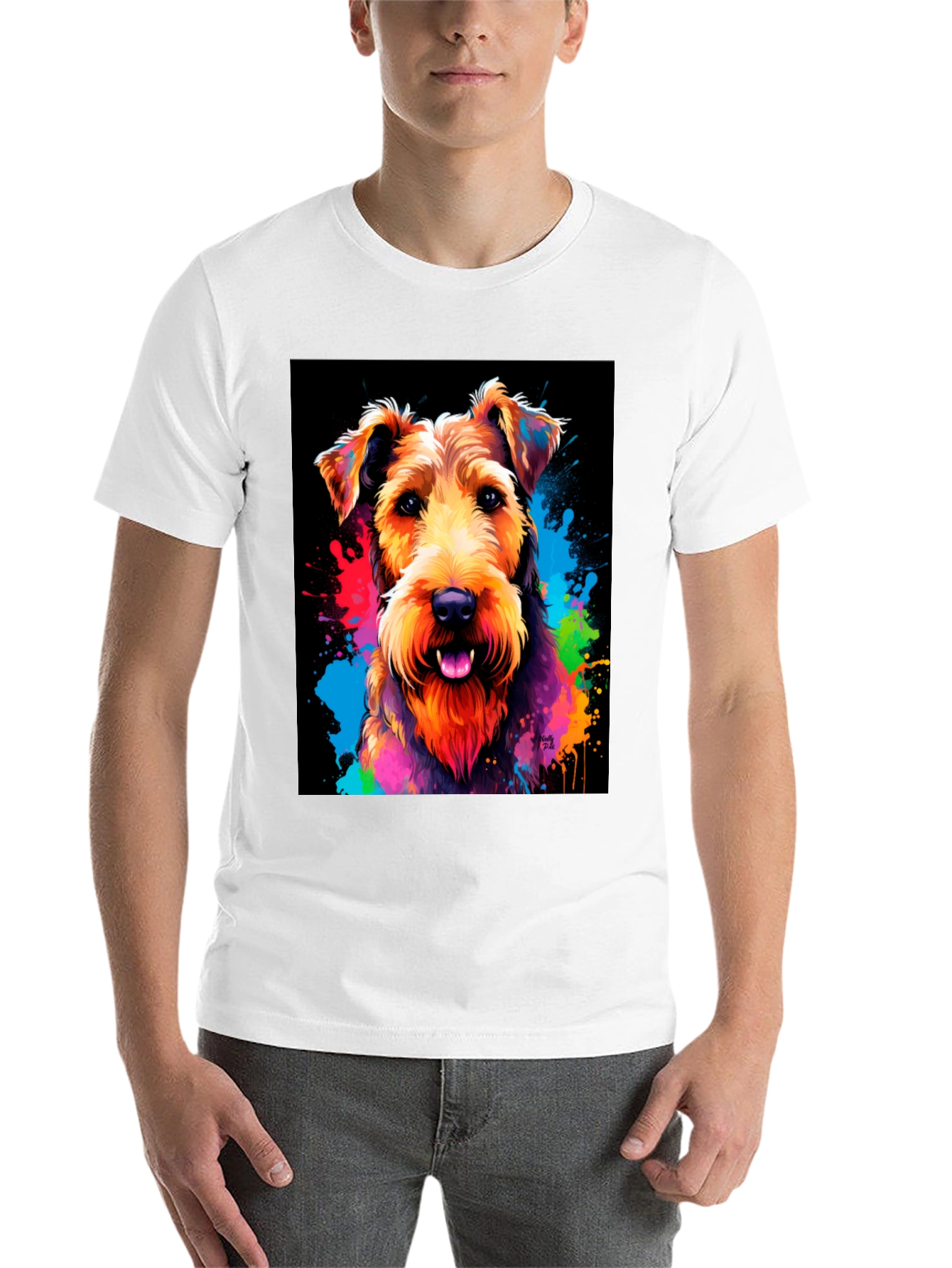 Black Colorful Dog Graphic T-Shirt view 14