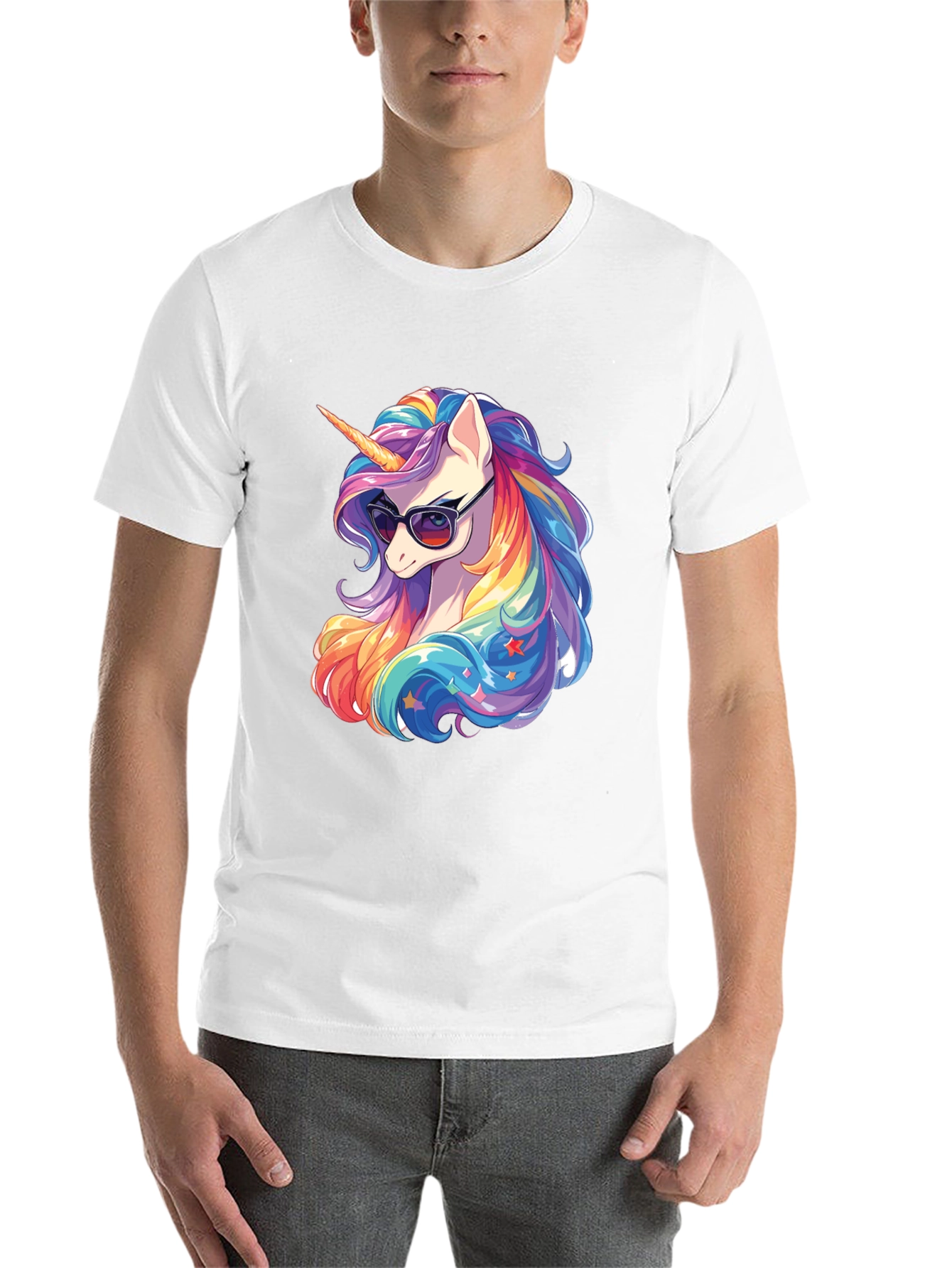 Cool Unicorn Graphic Tee - Rainbow Mane, Sunglasses - 14