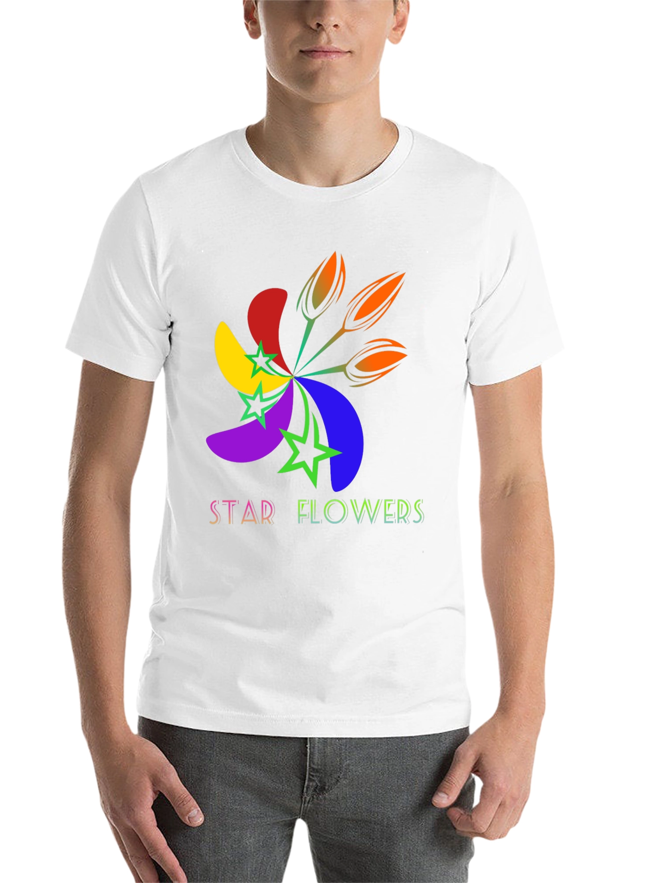 Black Star Flowers Graphic Tee - Bold & Bright Design view 14