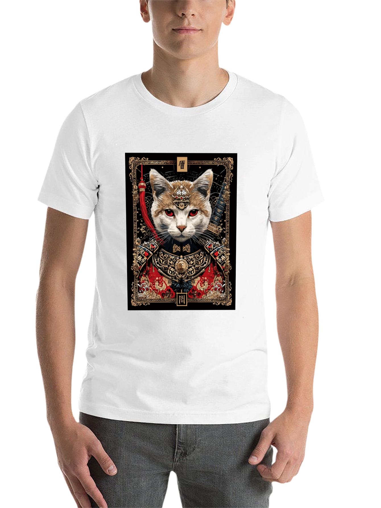 Black Samurai Cat Graphic Tee - Unique Design view 14
