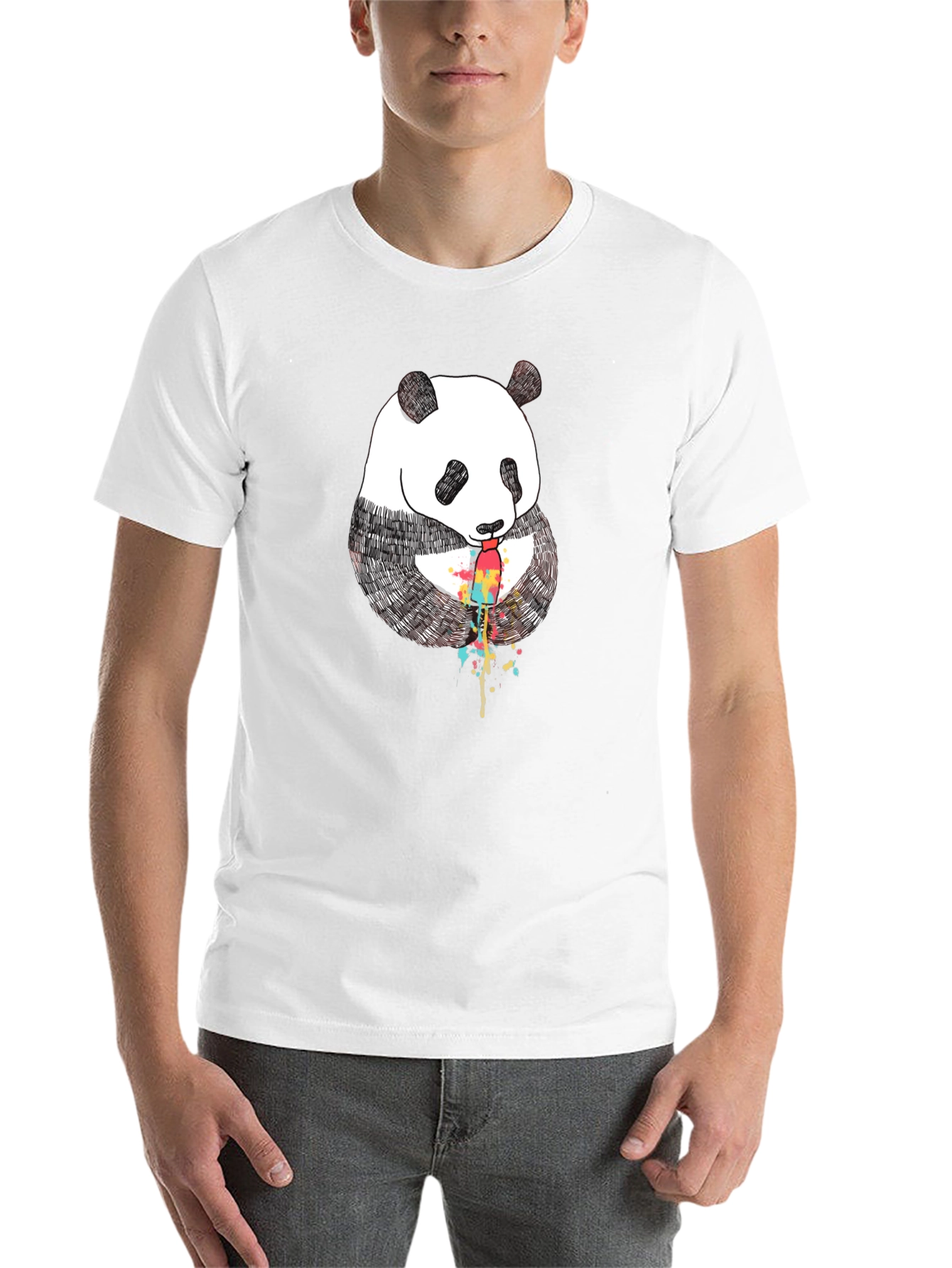 Black Panda Popsicle Graphic Tee - Black Cotton T-Shirt view 14