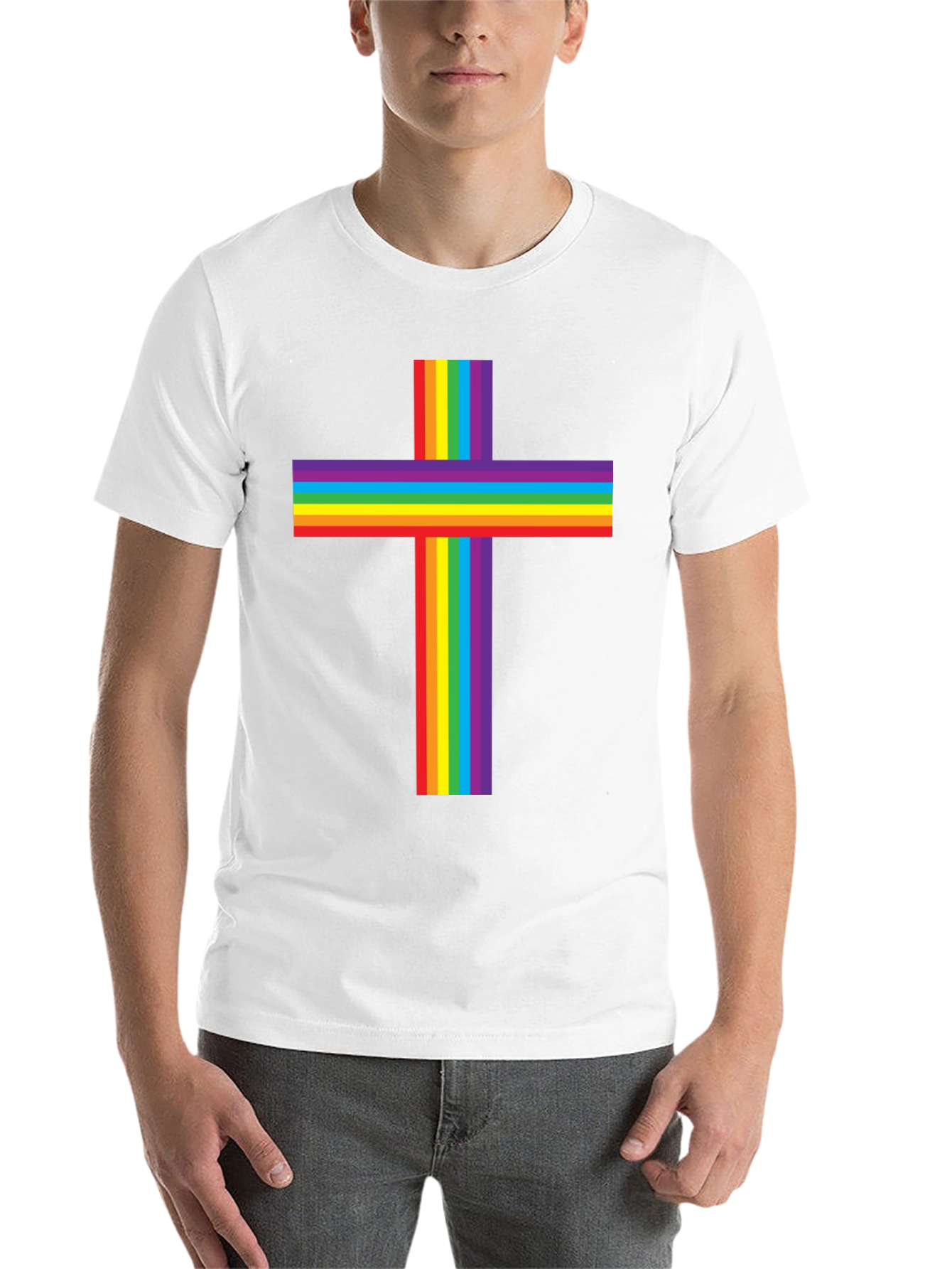 Black Rainbow Cross Graphic Tee - Pride & Faith view 14