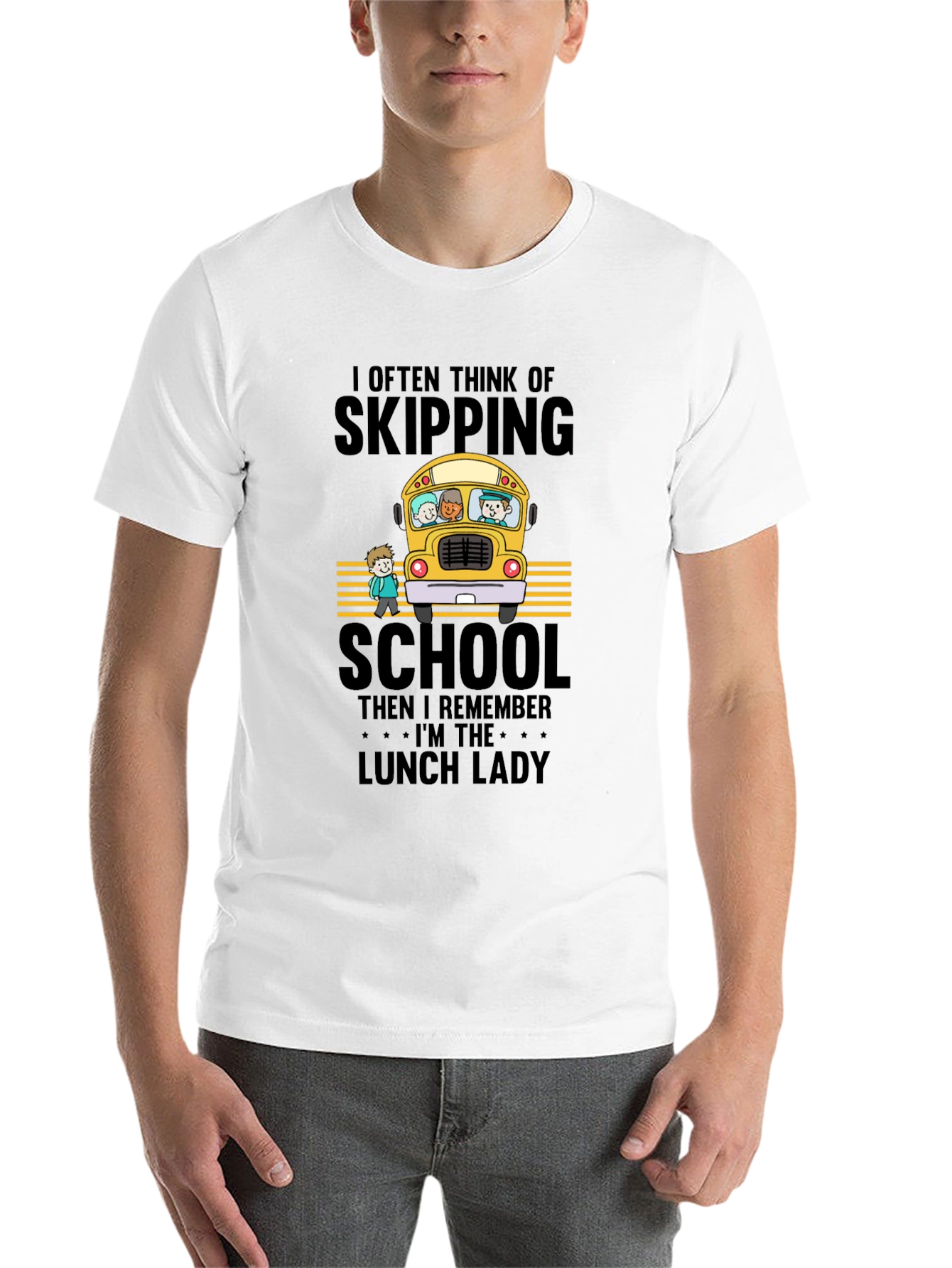 Black Lunch Lady School Bus T-Shirt view 14