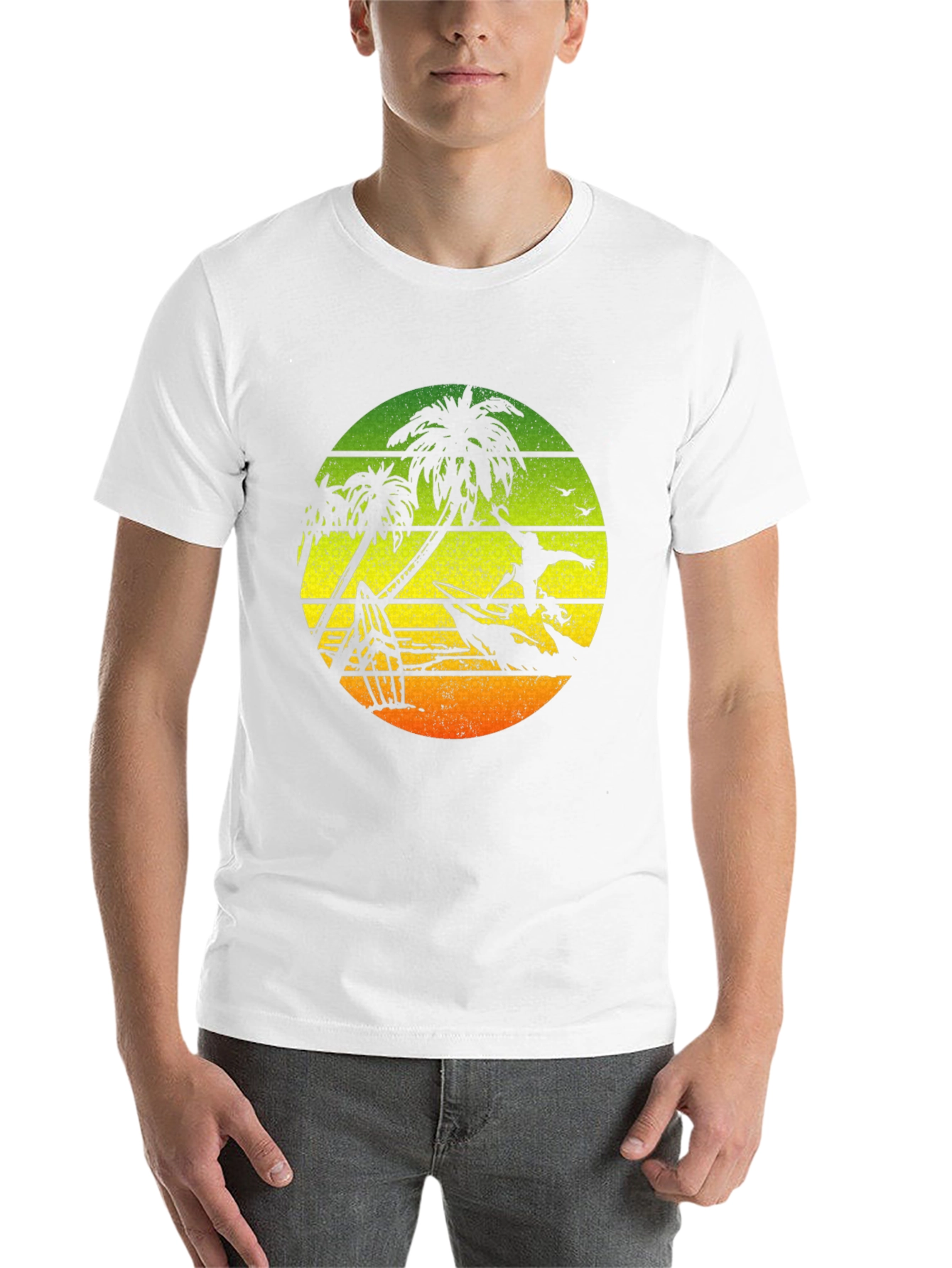 Black Surfing Palm Tree Graphic T-Shirt - Black view 14