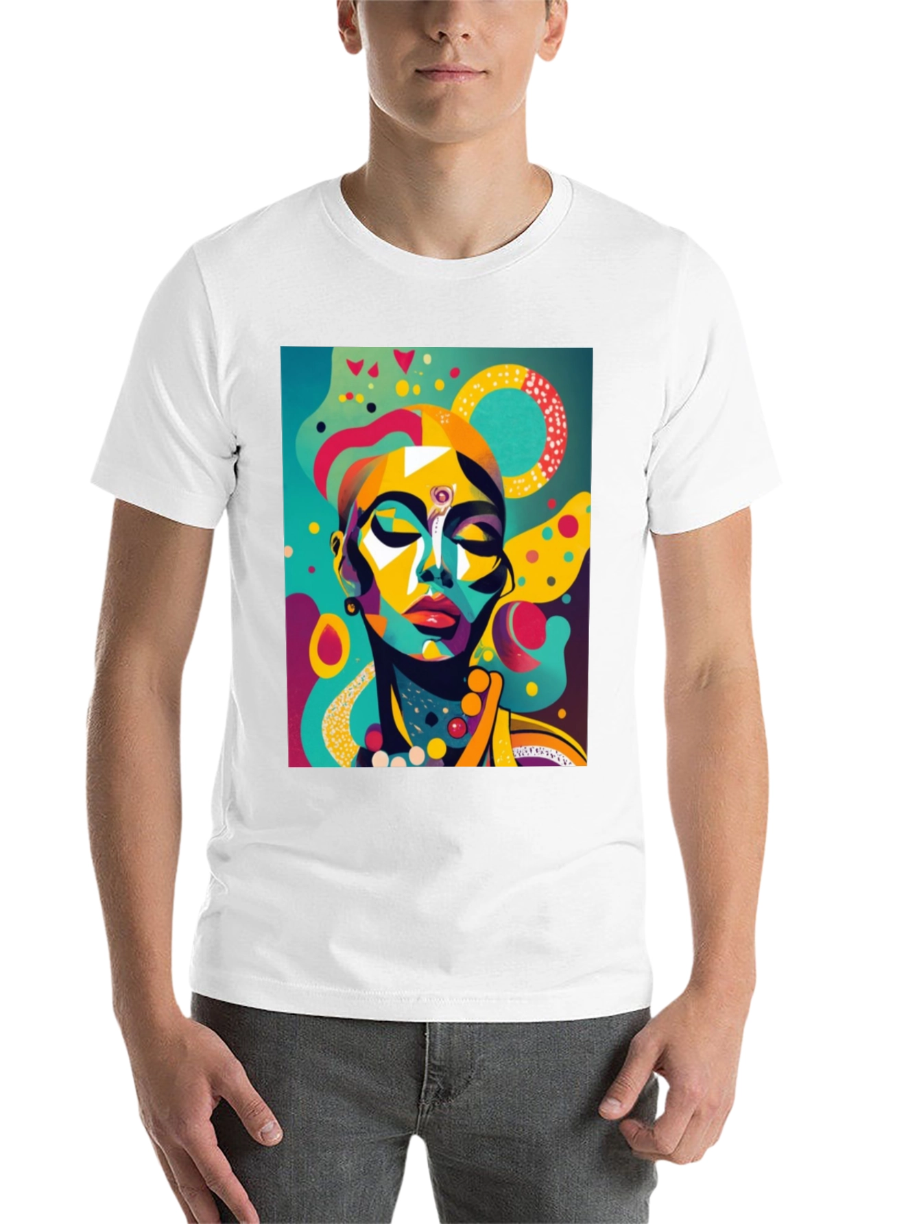 Black Abstract Art Print Tee - Modern Graphic T-Shirt view 14