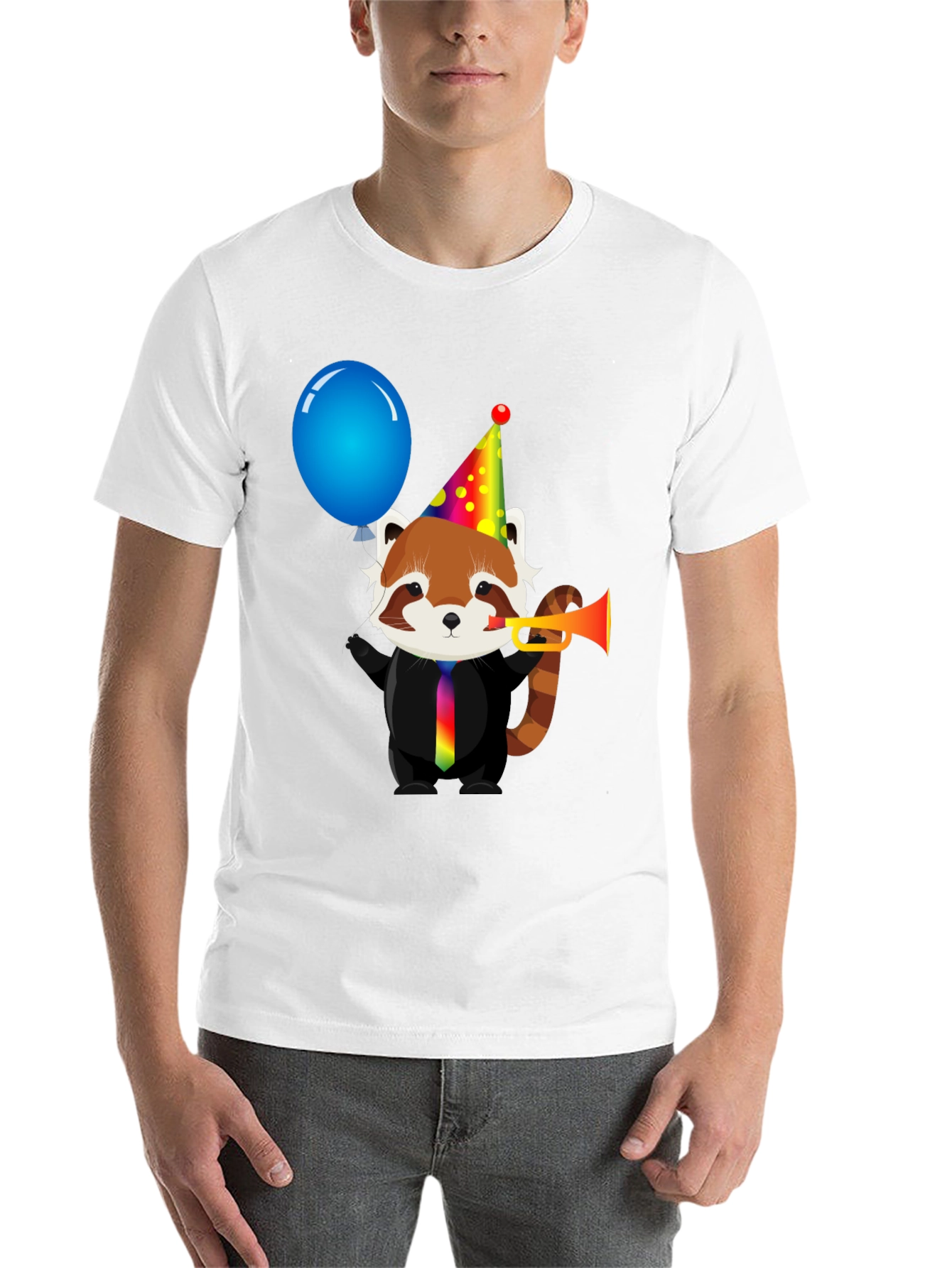 Black Party Red Panda T-Shirt - Fun & Unique Design view 14