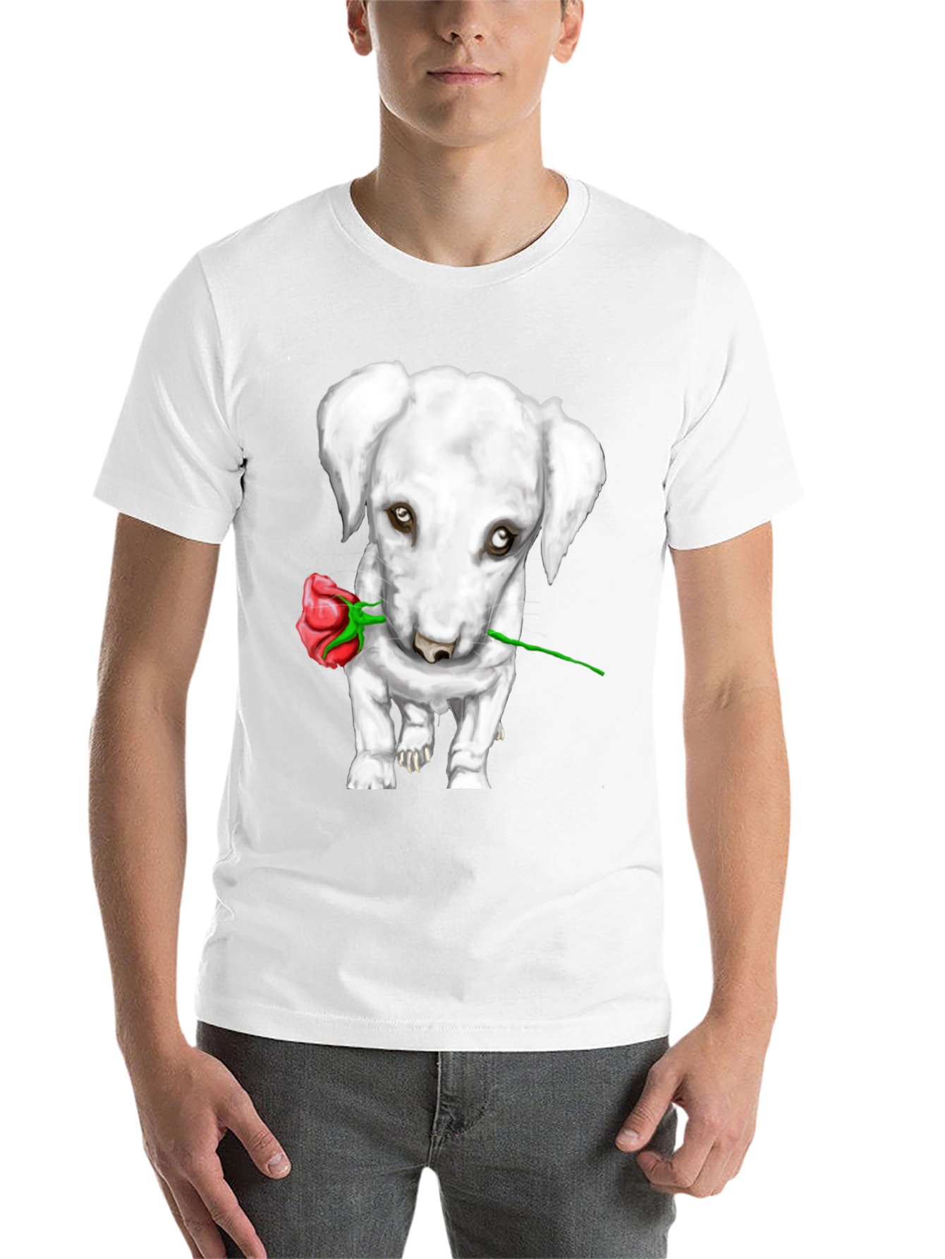 Black Dog with Rose Graphic Tee view 14