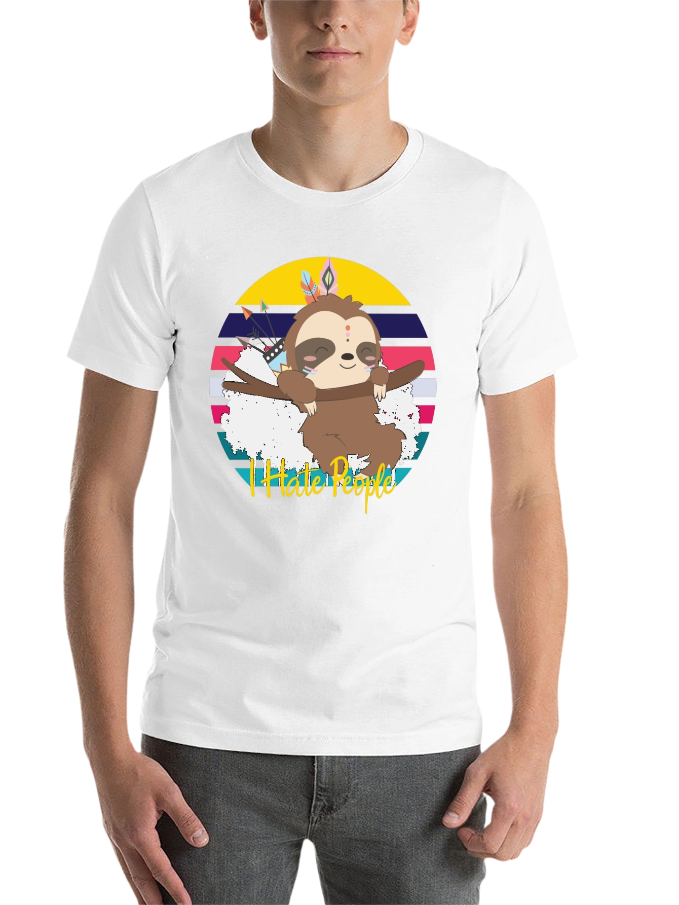 Black I Hate People Sloth Graphic T-Shirt view 14