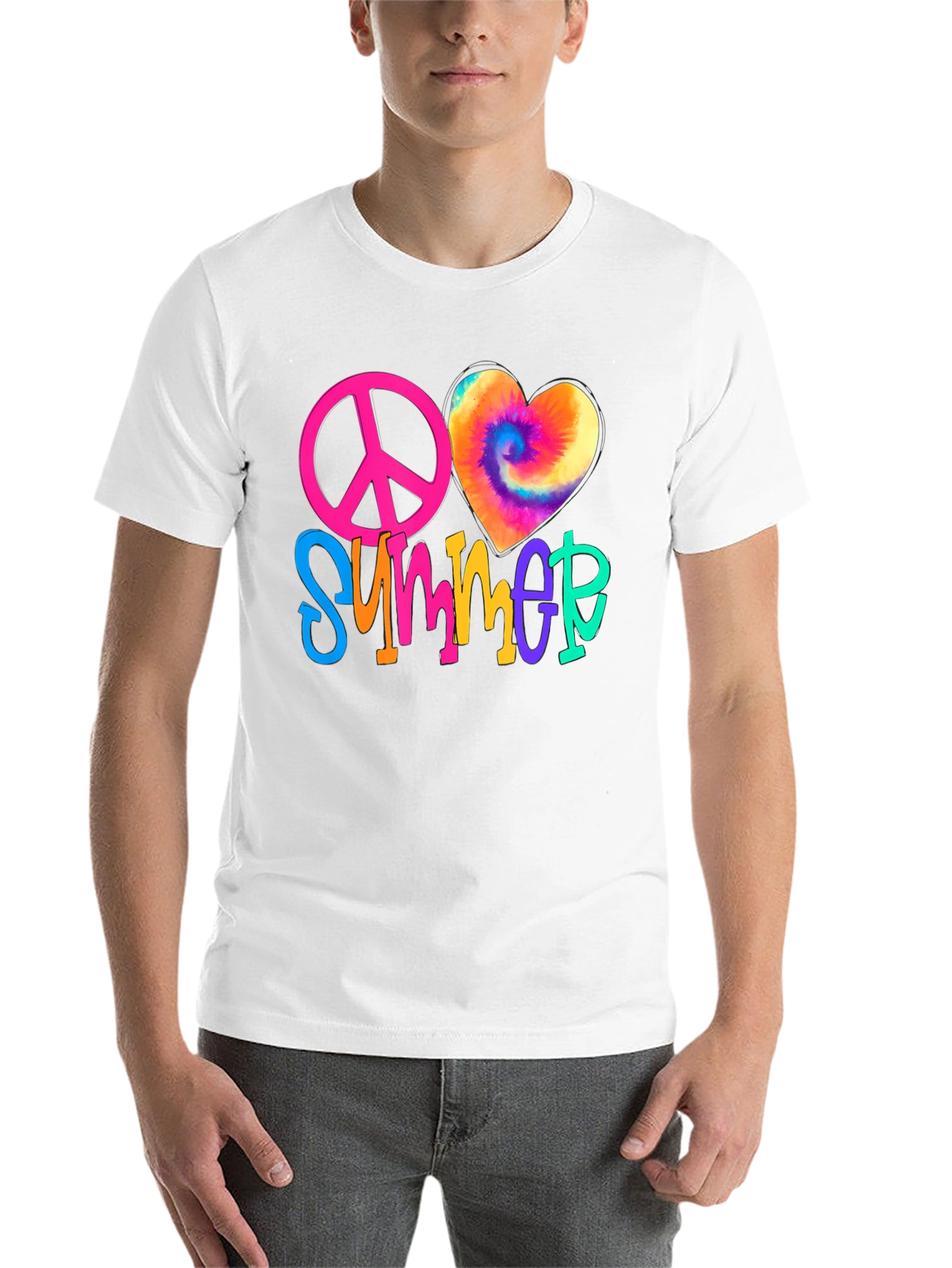 Black Peace Love Summer Tie-Dye Heart Graphic Tee view 14