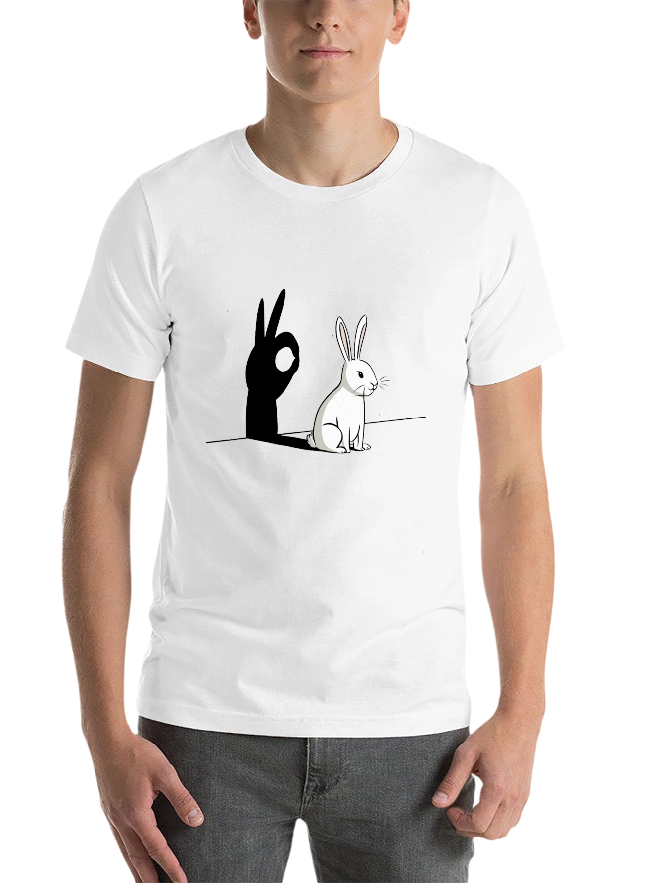 Black Rabbit Shadow Hand Sign Graphic Tee view 14