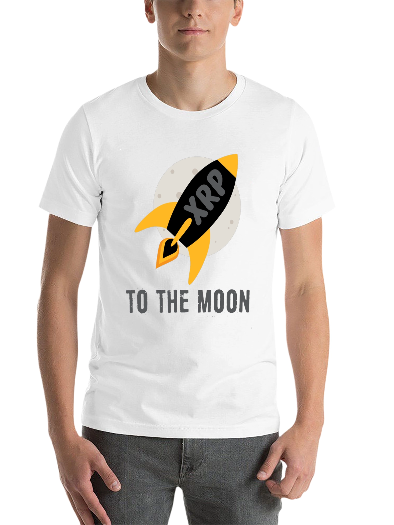 Black XRP Rocket to the Moon T-Shirt view 14