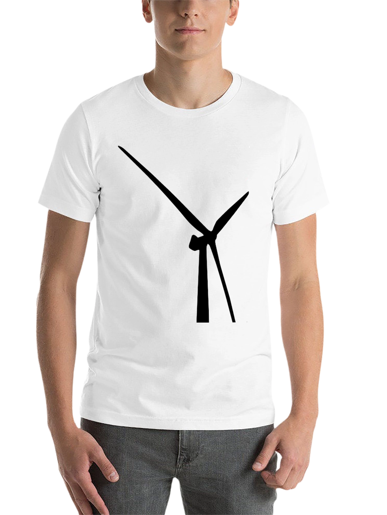 Black Modern Wind Turbine Graphic Black T-Shirt view 14