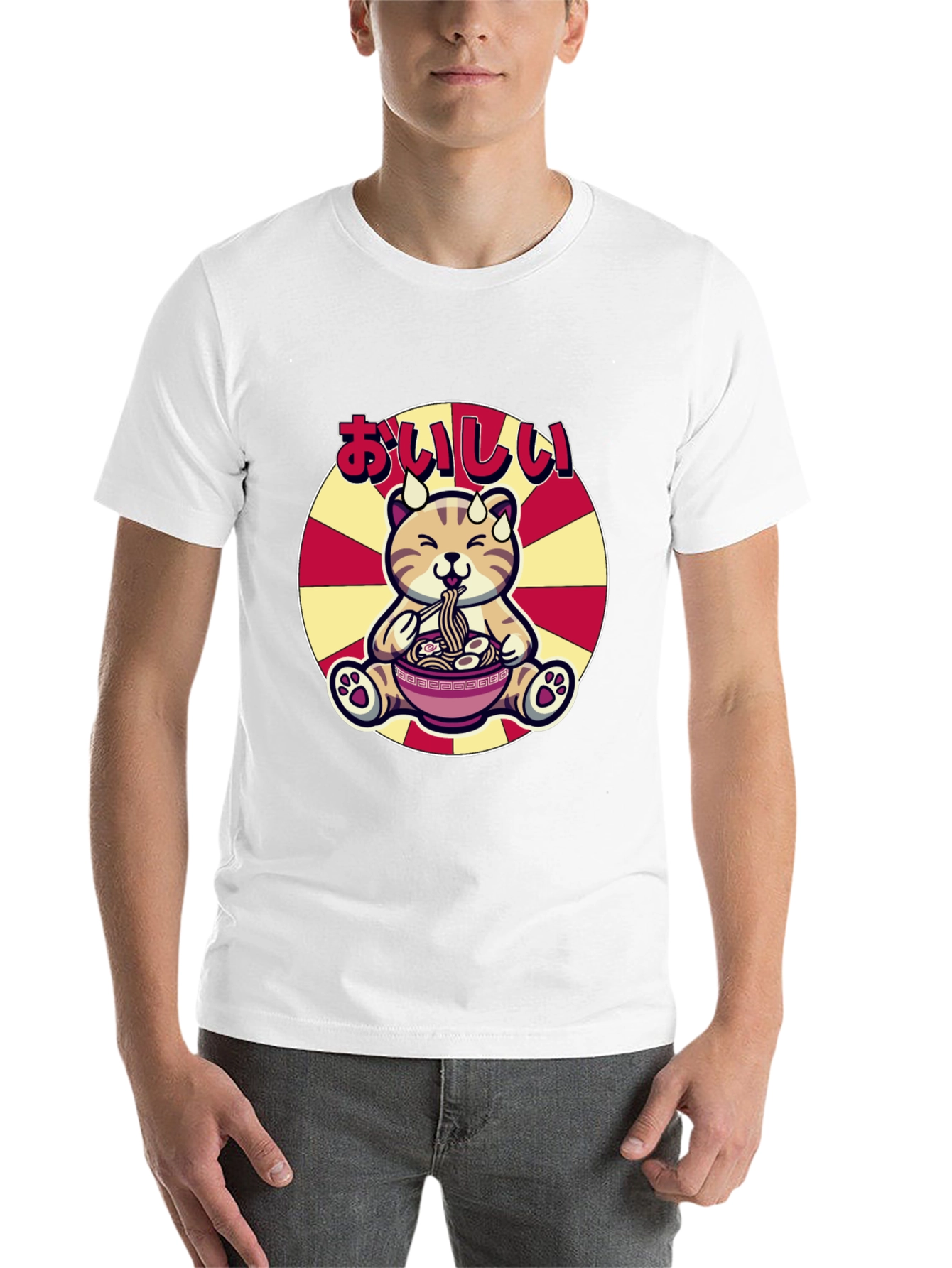 Black Cute Ramen Cat T-Shirt - Delicious Graphic Tee view 14