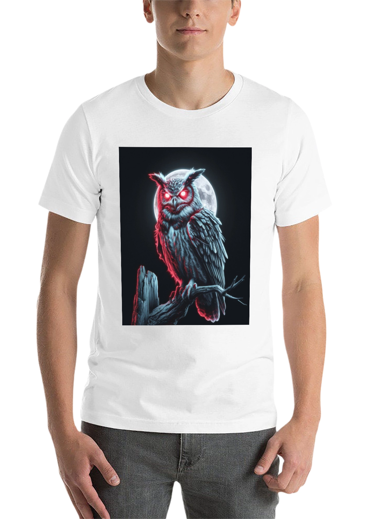 Black Men's Owl Graphic T-Shirt - Moonlit Perch Design view 14