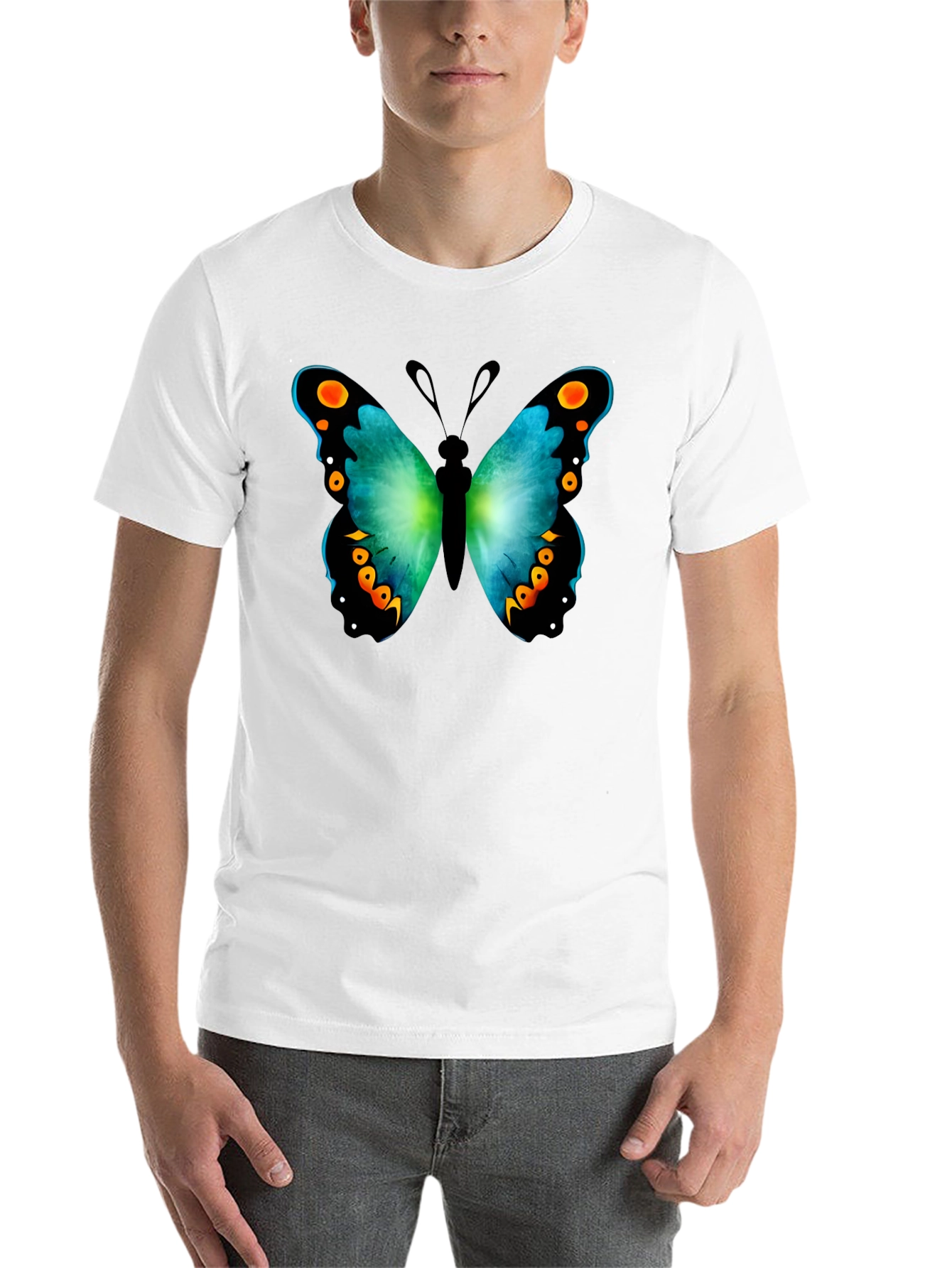 Black Butterfly Graphic Print Crew Neck T-Shirt view 14