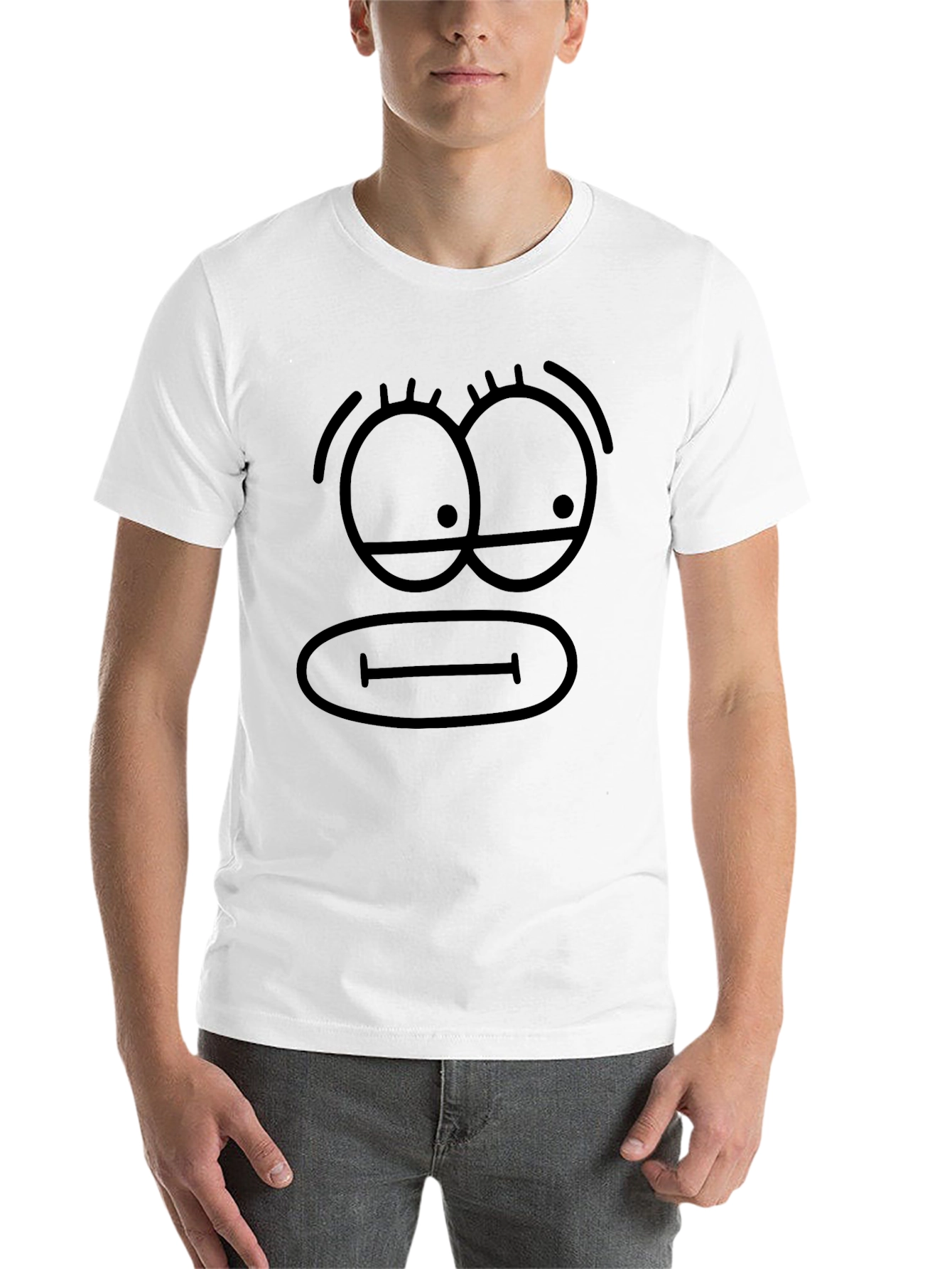 Black Funny Cartoon Face Black T-Shirt view 14