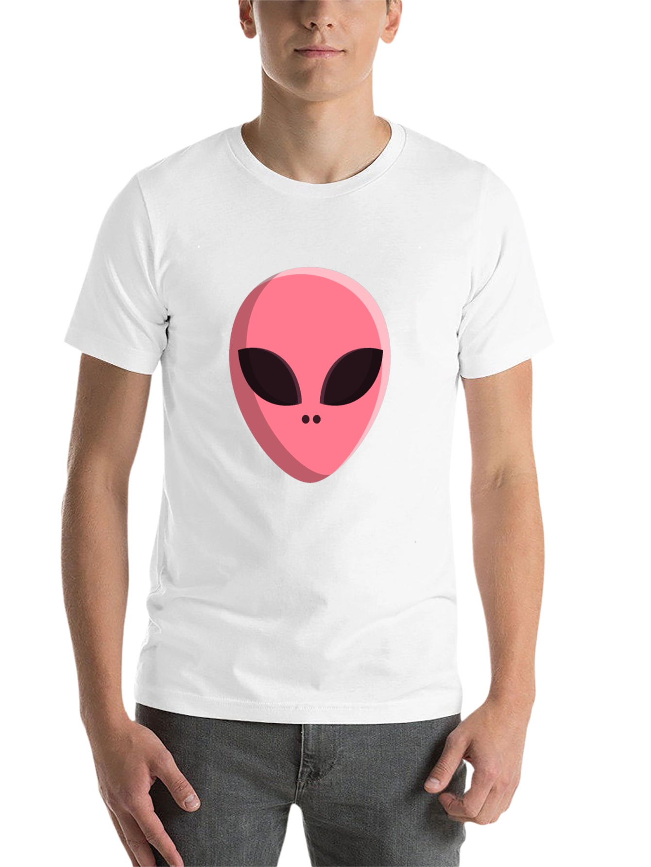 Black Alien Head Graphic Tee - Black Cotton Blend T-Shirt view 14