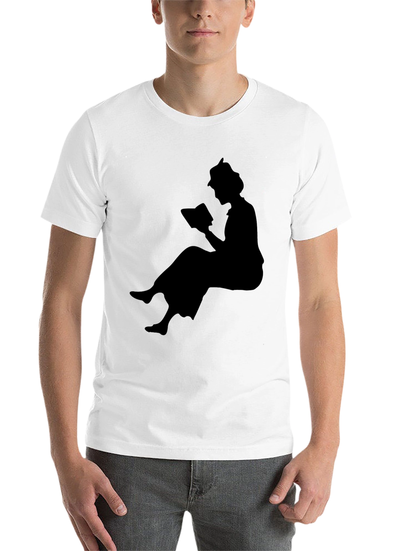 Black Silhouette Reading T-Shirt - Black view 14