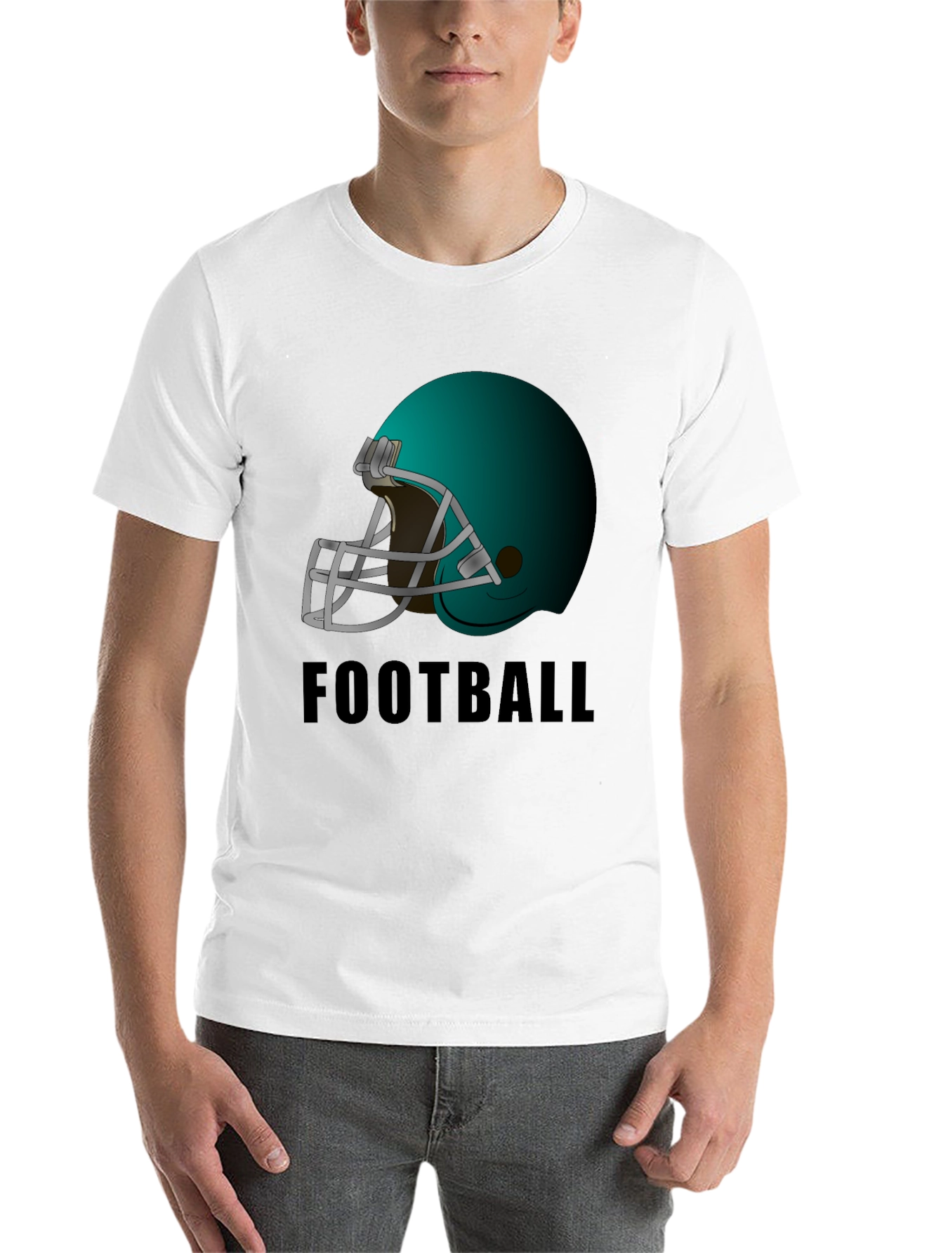 Black Football Helmet Graphic Tee - Black Cotton T-Shirt view 14