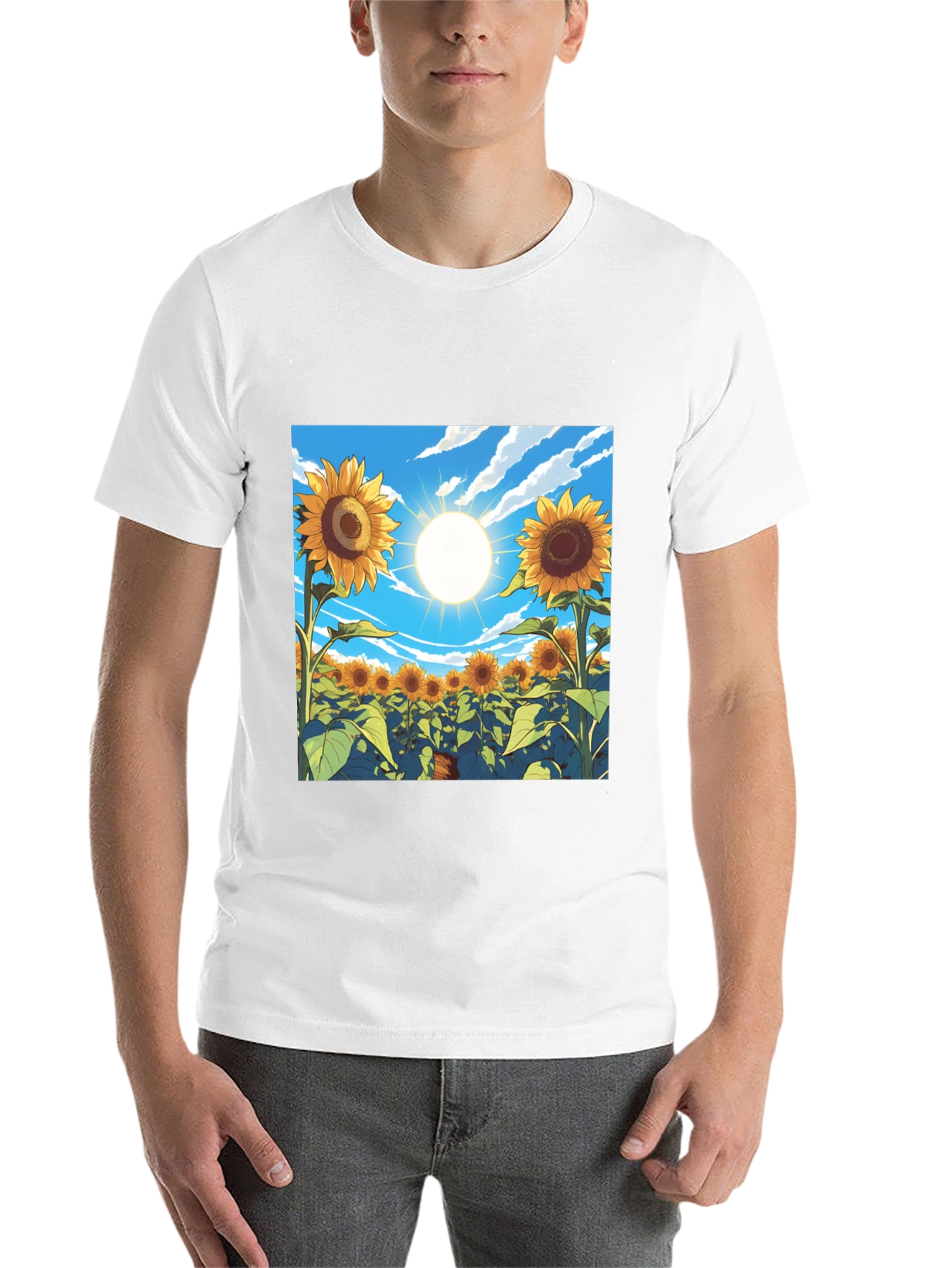 Black Sunflower Field Graphic T-Shirt - Black view 14