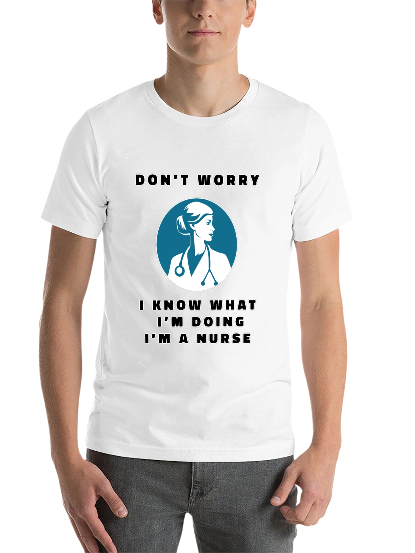 Black Nurse T-Shirt - Don't Worry, I'm a Nurse view 14