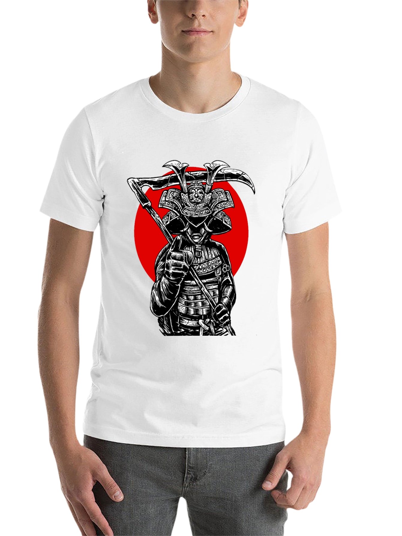 Black Samurai Warrior Graphic Tee - Black Cotton T-Shirt view 14