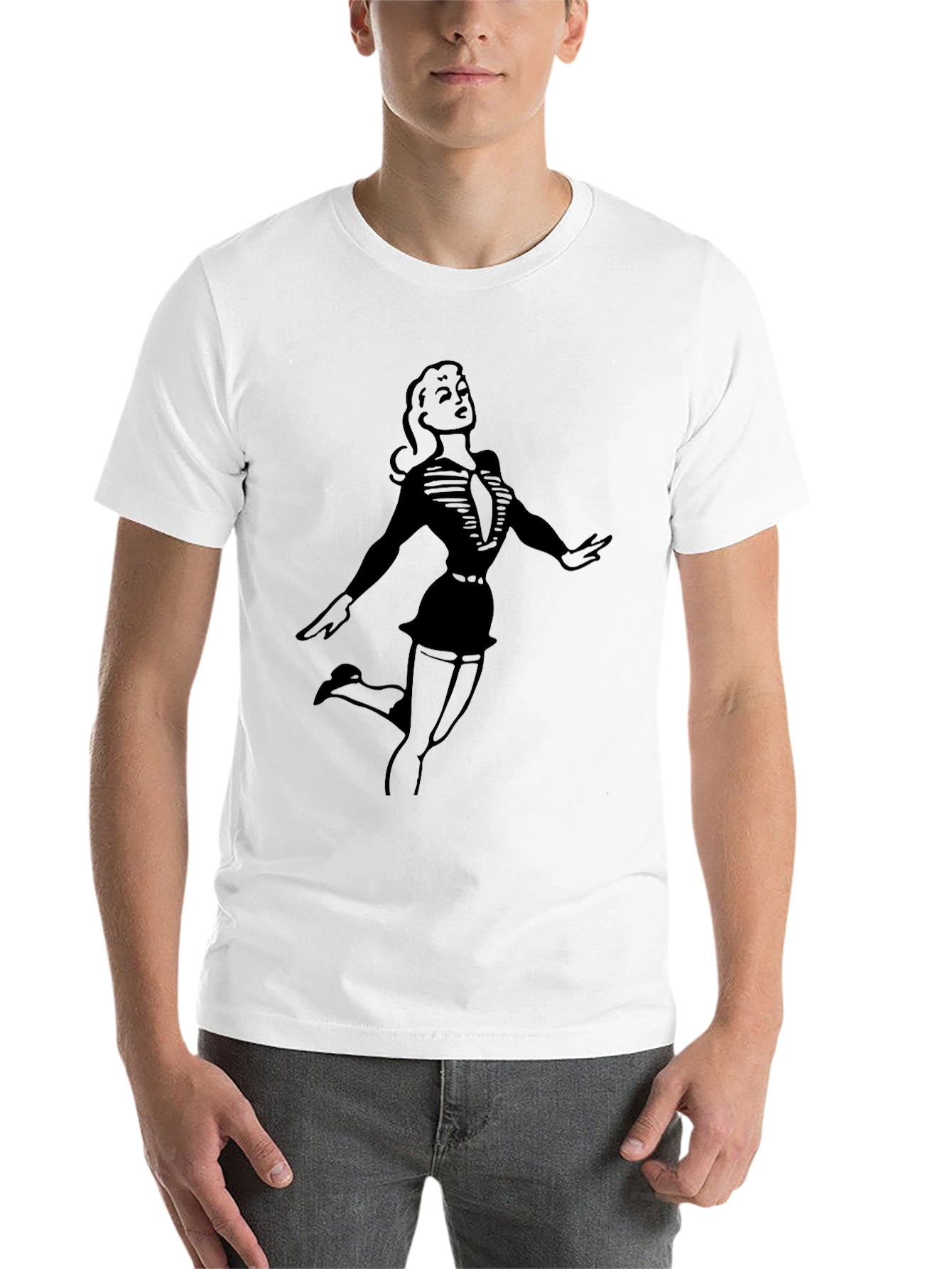 Black Retro Pin-Up Girl Graphic Tee - Classic Black T-Shirt view 14