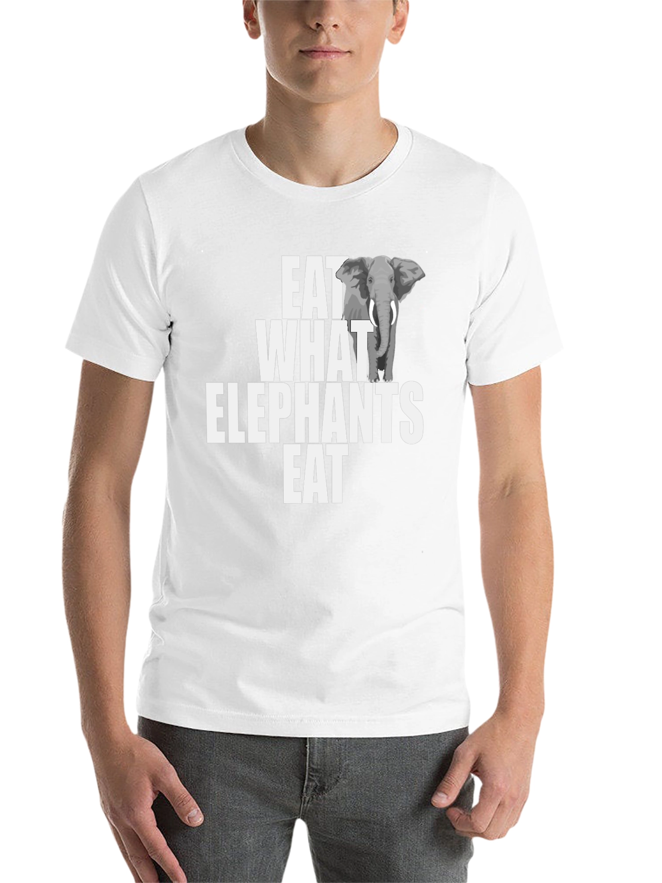 Black Eat What Elephants Eat Funny Graphic T-Shirt view 14