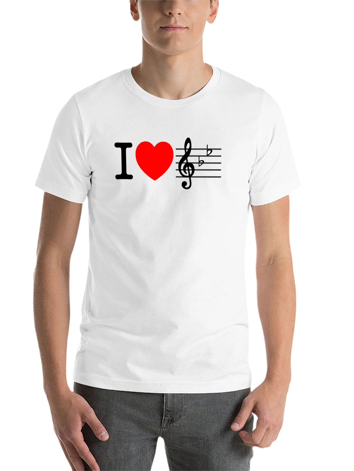 Black I Love Music T-Shirt - Black Crew Neck Tee view 14