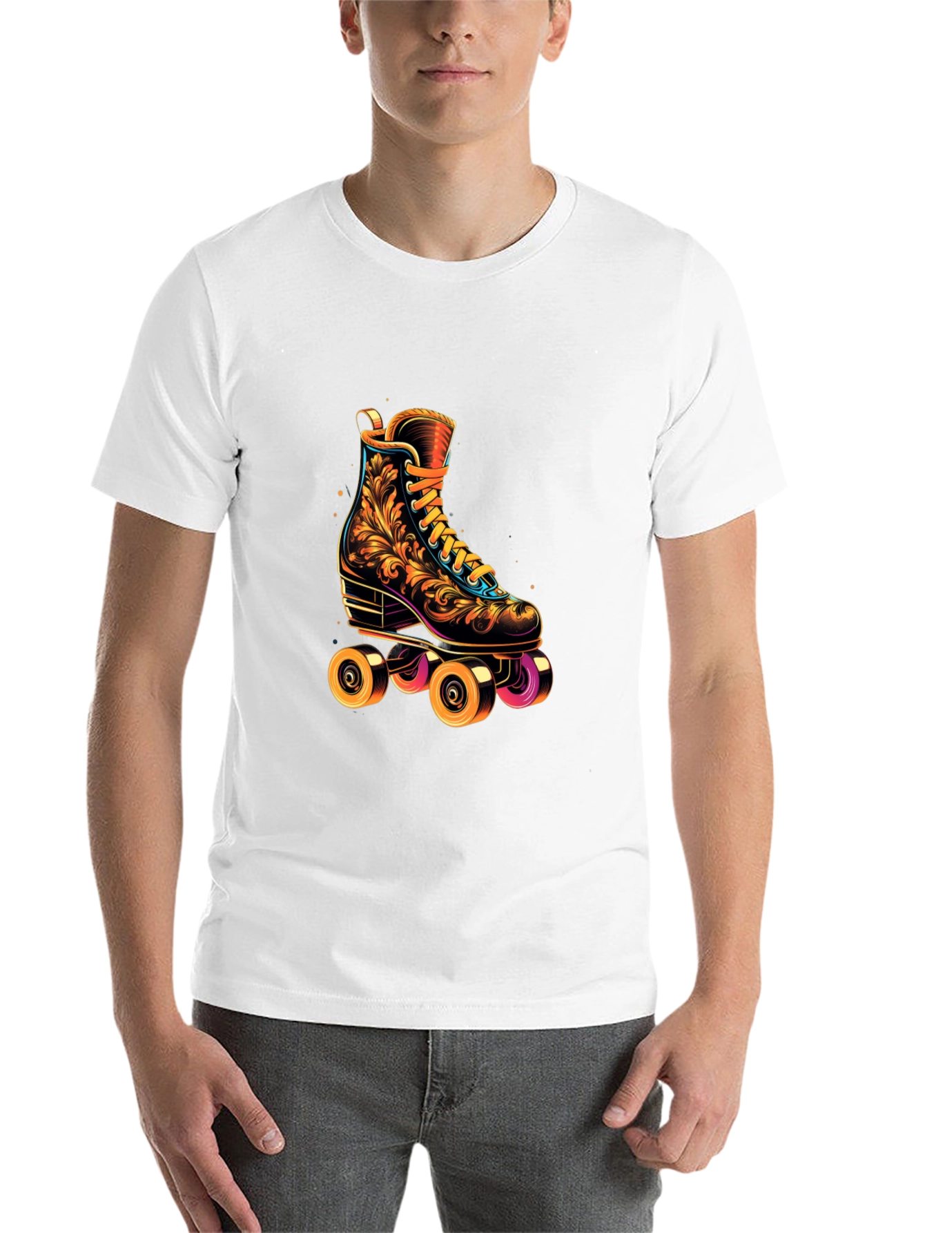 Black Retro Roller Skate T-Shirt - Vintage Design view 14