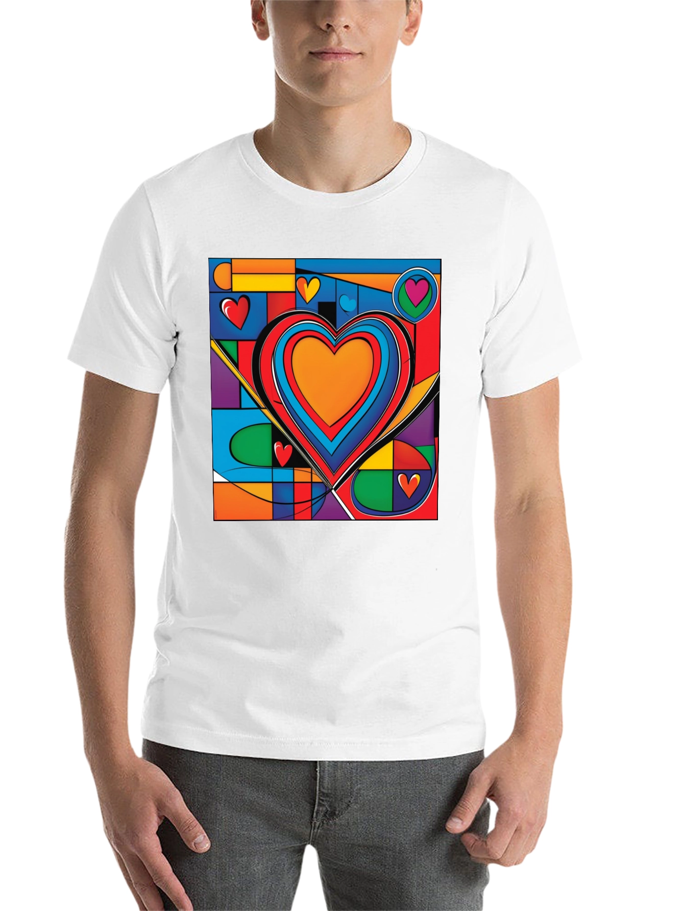 Black Abstract Heart Graphic Tee - Modern Art T-Shirt view 14