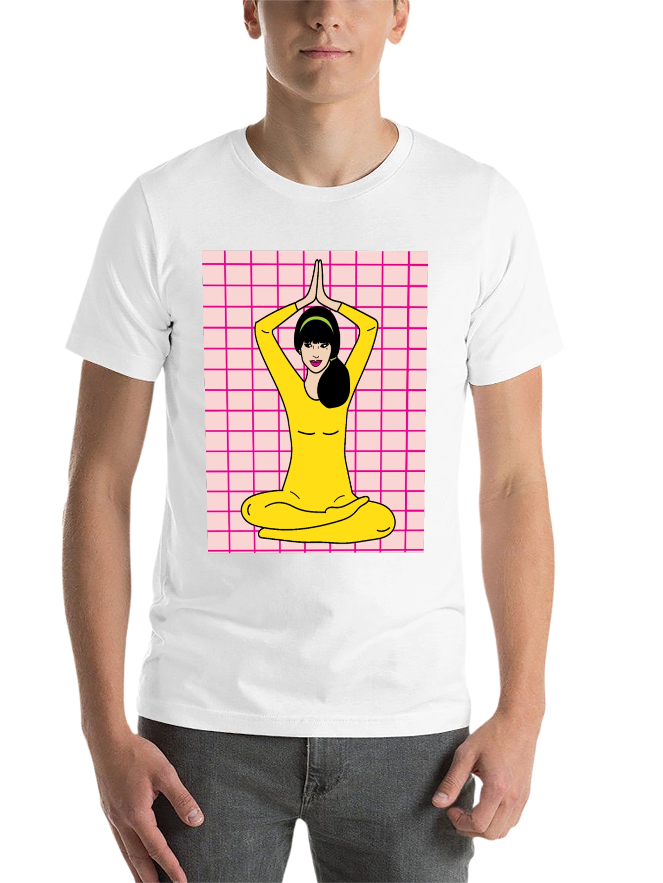 Black Yoga Girl Graphic Tee - Retro Style view 14