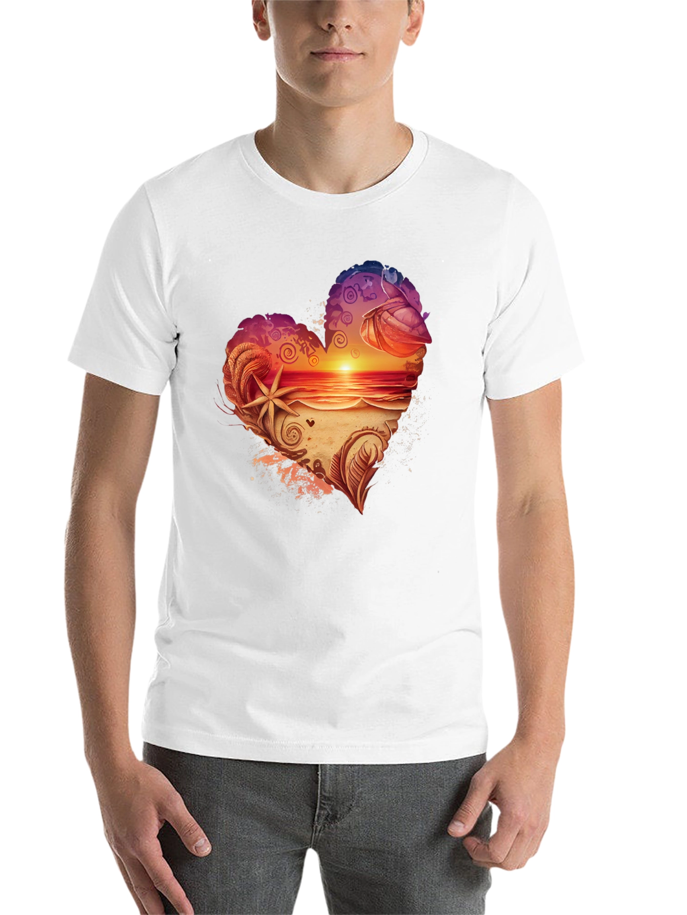 Black Heart Sunset Beach Graphic Tee - Black view 14