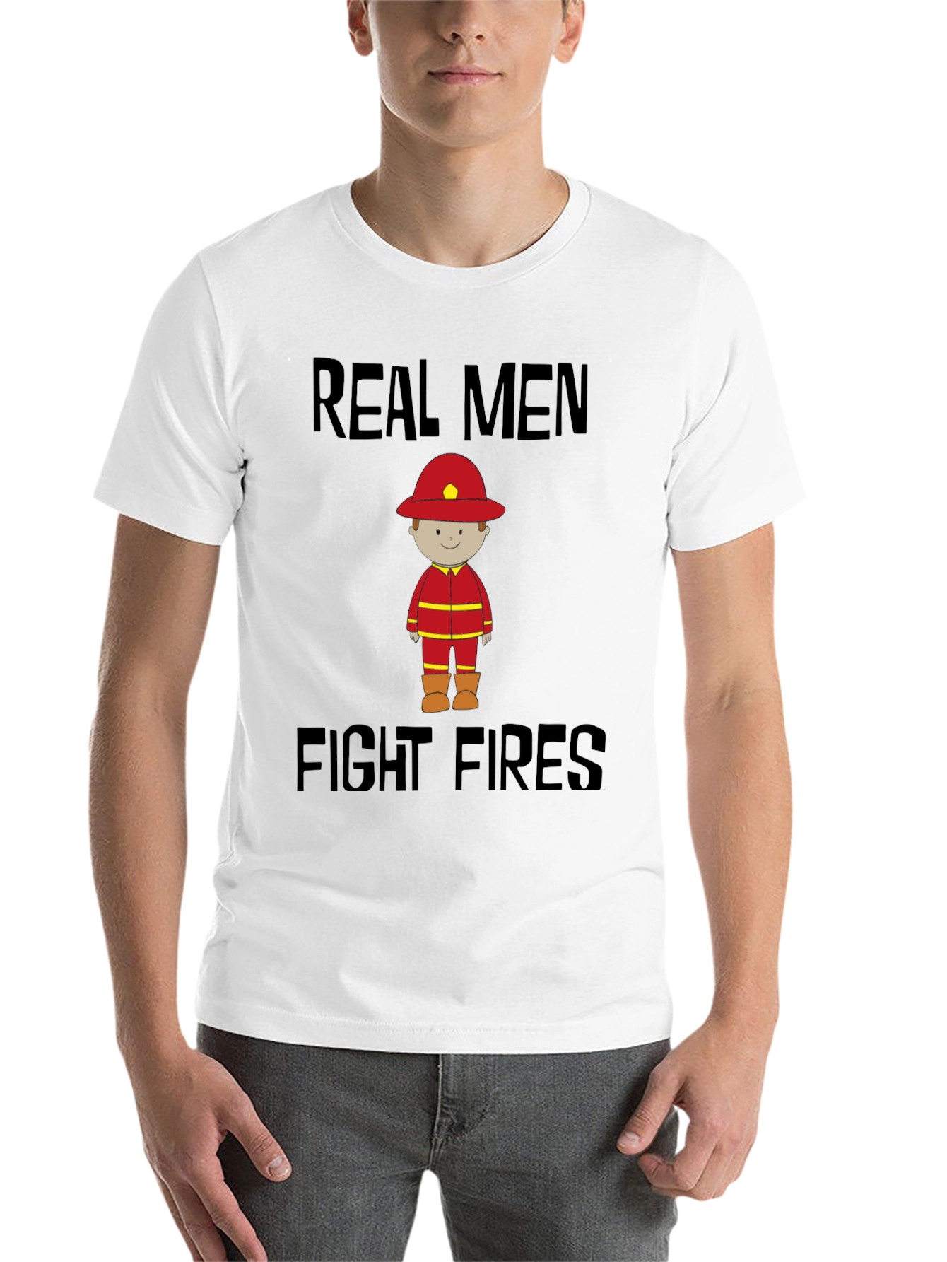Black Real Men Fight Fires Graphic Tee view 14