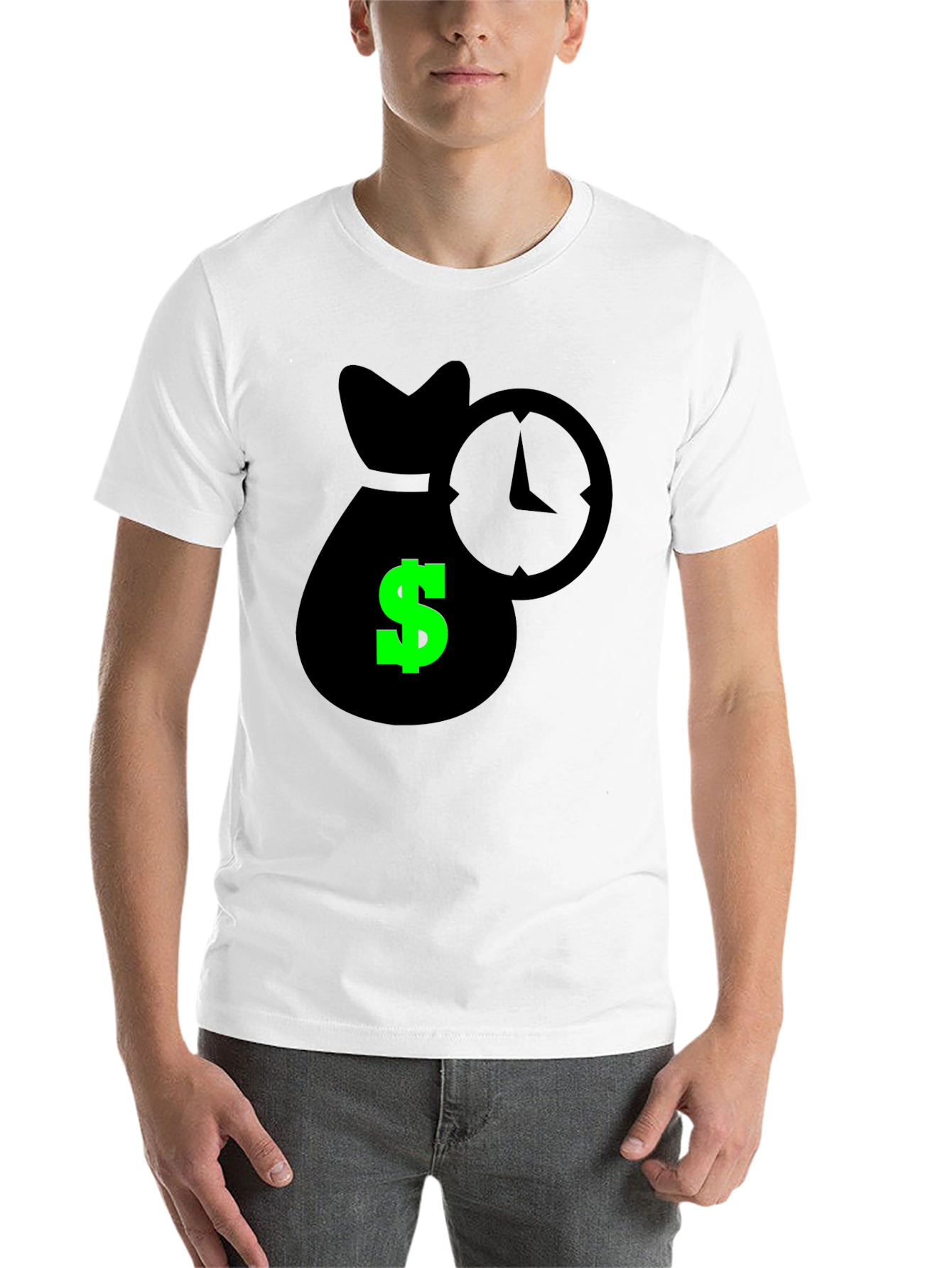 Black Time is Money Graphic Tee - Black Cotton Shirt view 14