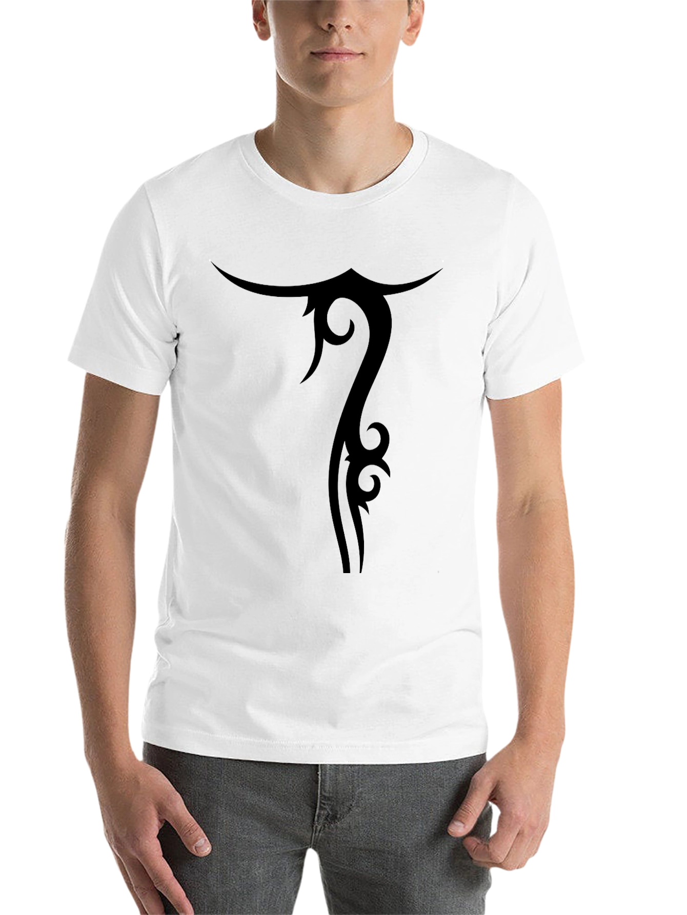 Black Tribal Design Black T-Shirt view 14