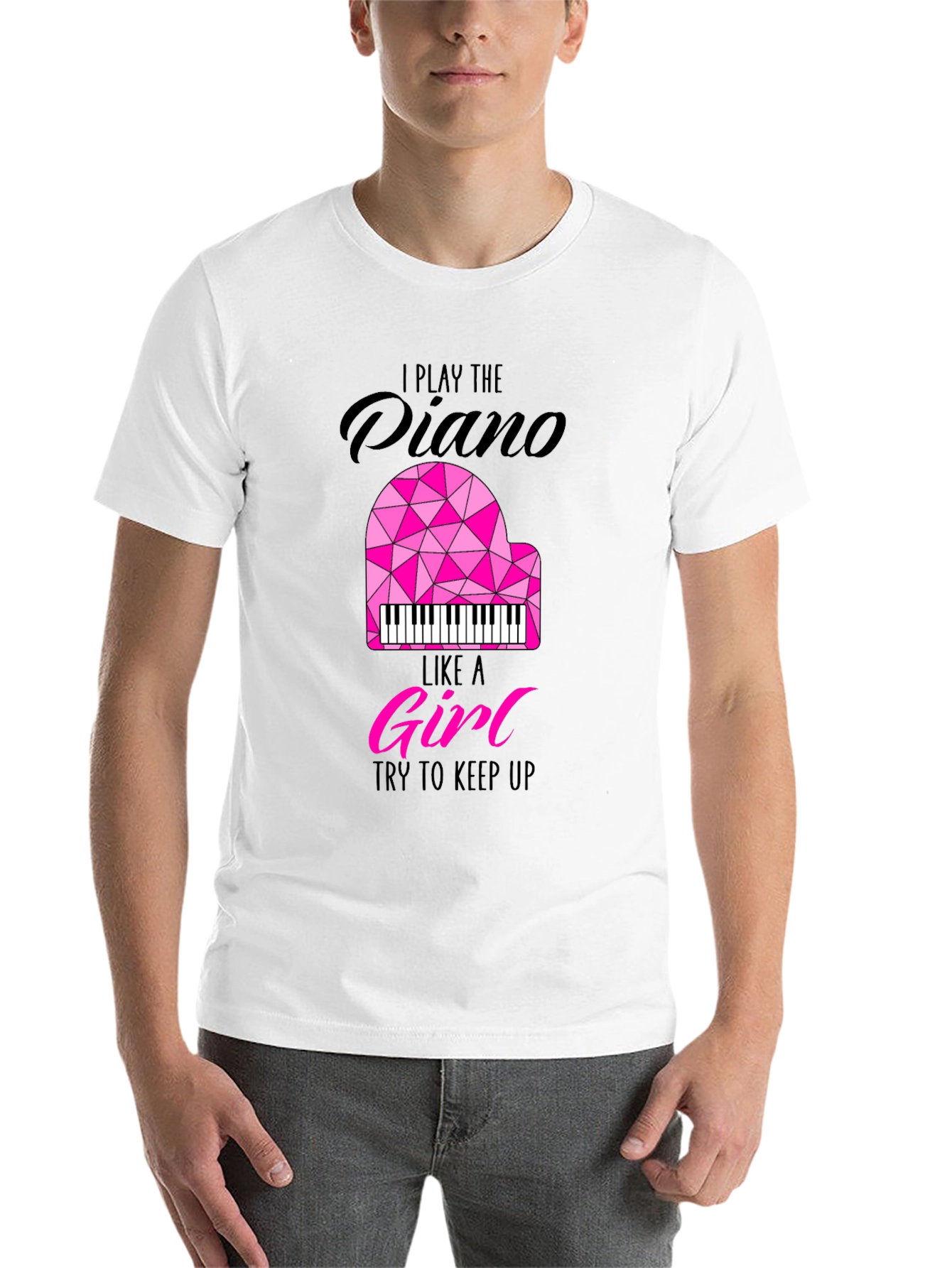 Black I Play Piano Like A Girl Graphic Tee view 14