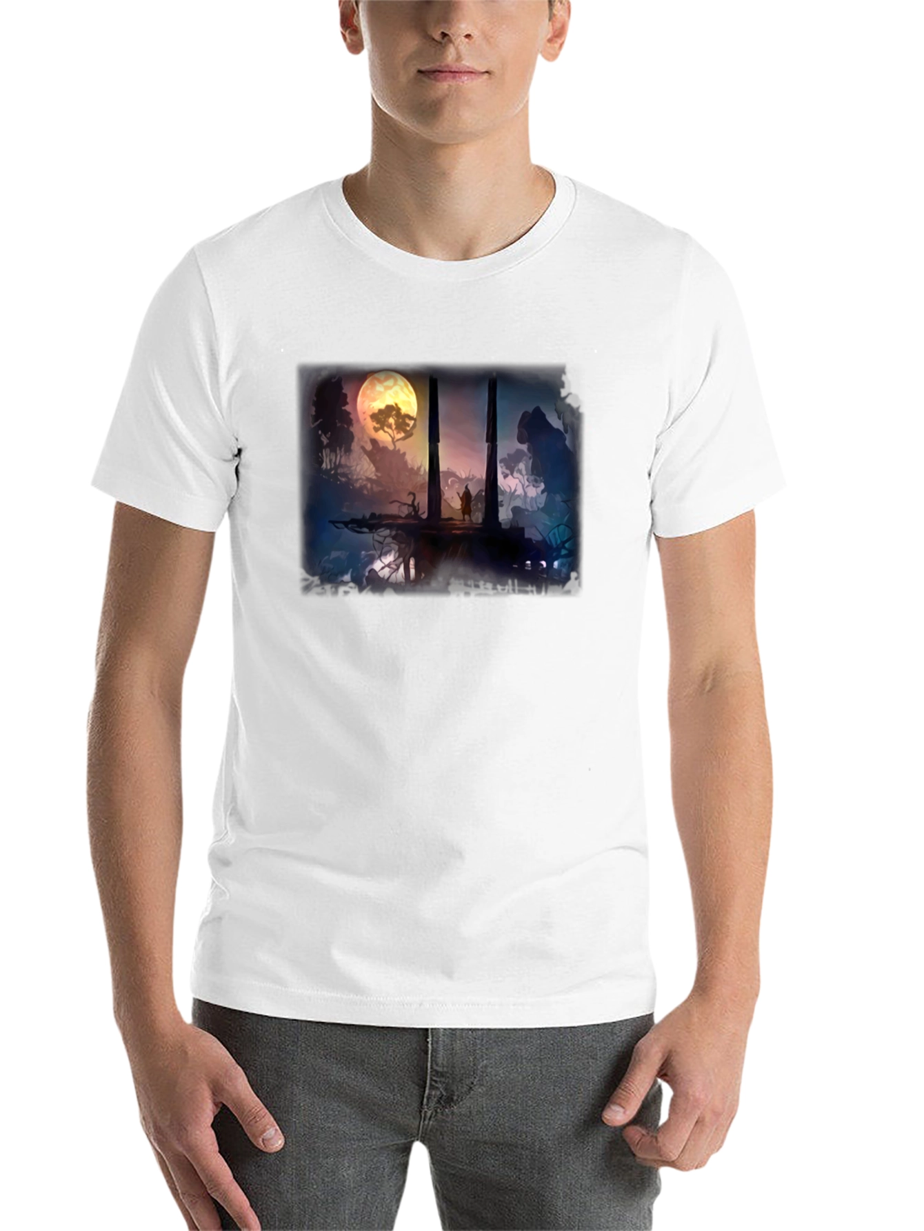 Black Fantasy Landscape Black T-Shirt view 14