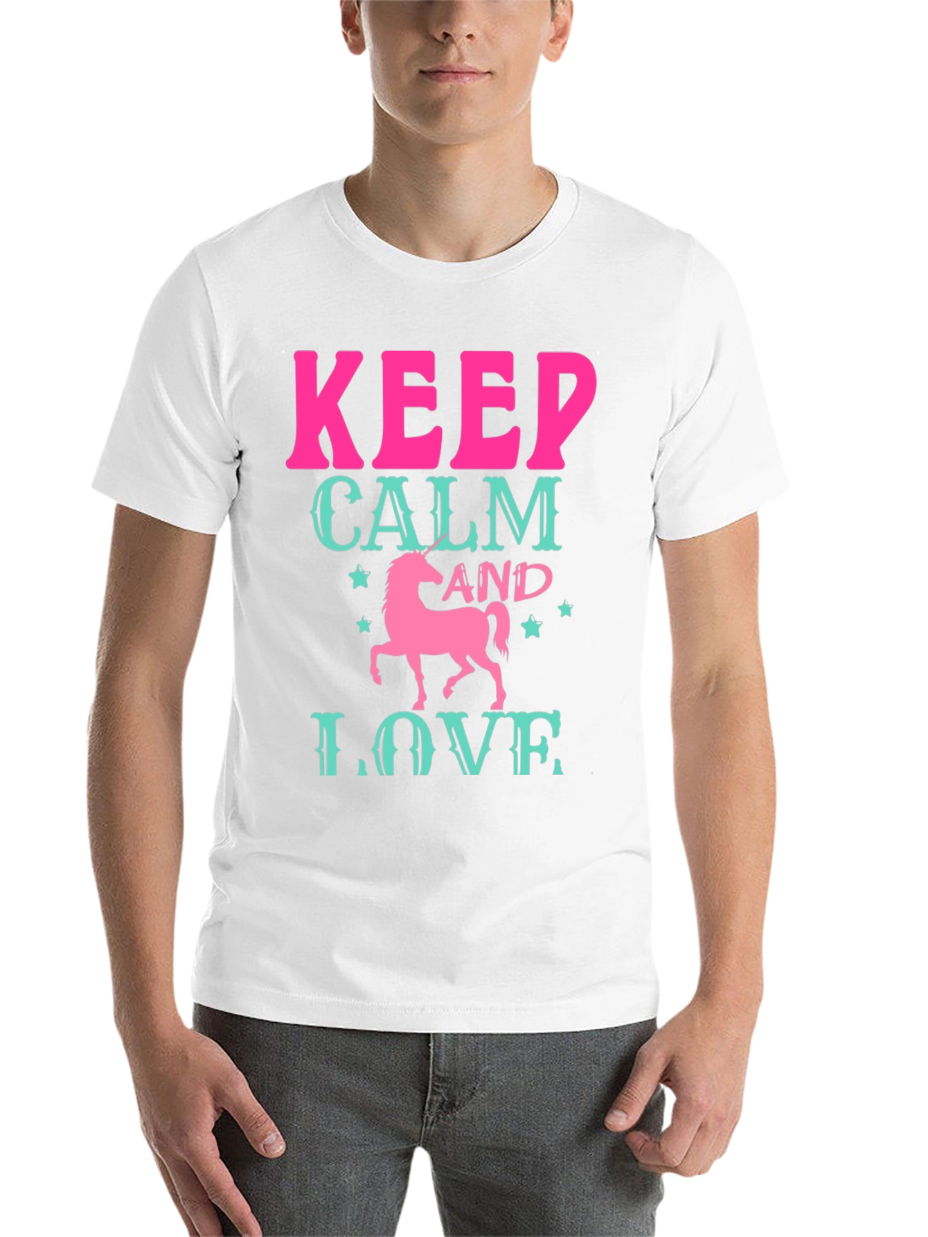 Black Keep Calm and Love Unicorn Black T-Shirt view 14